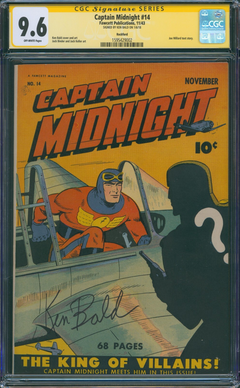Captain Midnight #14 CGC SS 9.6 OWP Rockford Pedigree Fawcett Publications 1943 Captain Midnight #14 CGC SS 9.6 OWP Rockford Pedigree Fawcett Publications 1943