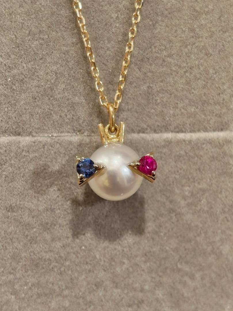 Tasaki K18 Pearl Bug Charm Ruby Sapphire Holiday Jewelry Used Japan Tasaki K18 Pearl Bug Charm Ruby Sapphire Holiday Jewelry Used Japan