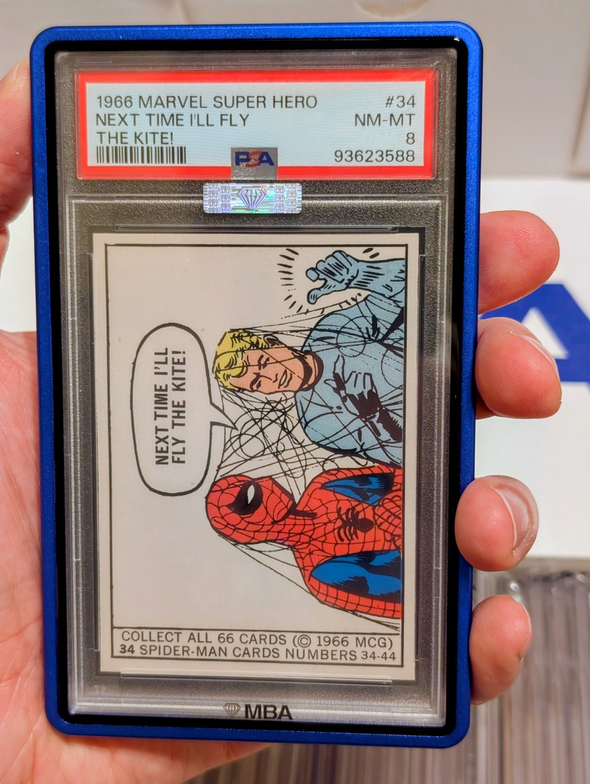 1966 Marvel Donruss Super Heroes SPIDER-MAN #34 ROOKIE 1st Appearance PSA 8 MCU
