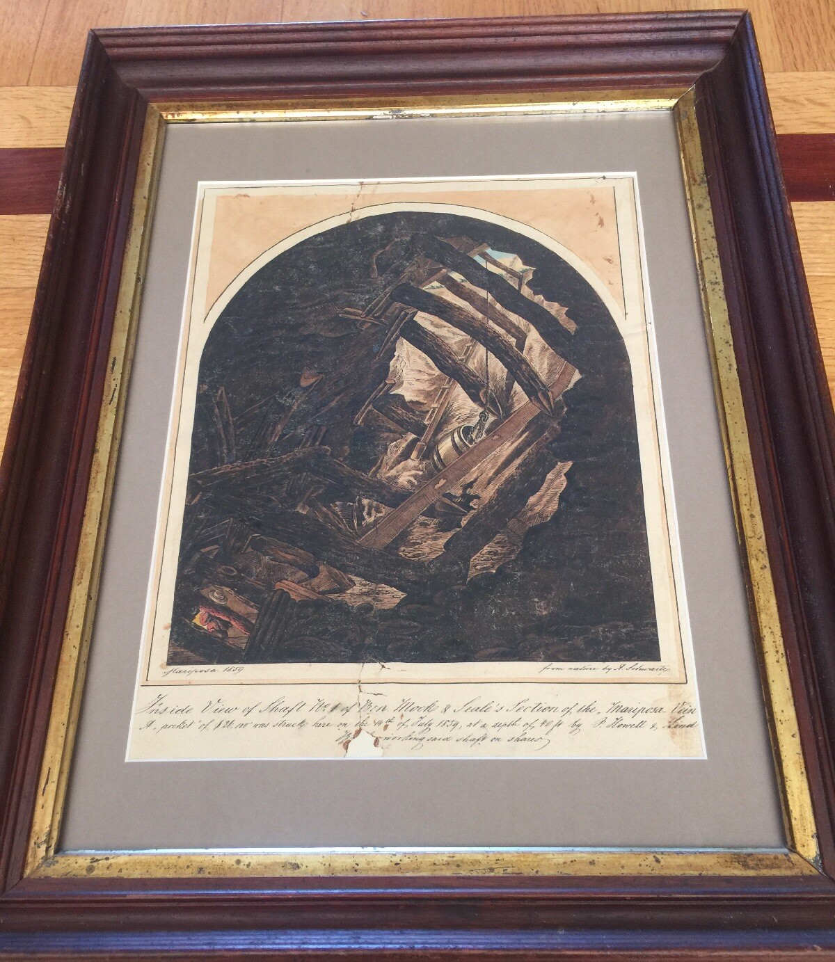 1859 Original Gold Rush Drawing Of Mariposa Inside Gold Mine Shaft A Schwartz 1859 Original Gold Rush Drawing Of Mariposa Inside Gold Mine Shaft A Schwartz