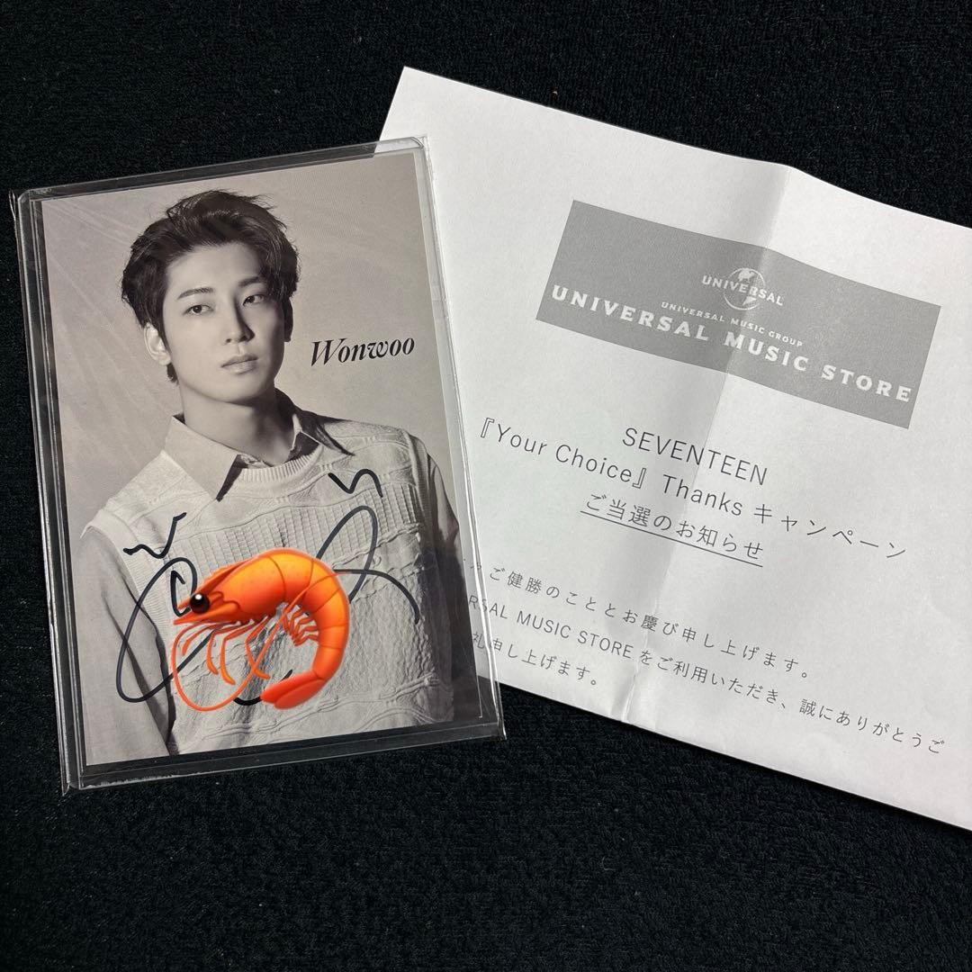 Seventeen Wonwoo Autograph Postcard Fansign Collectible Used
