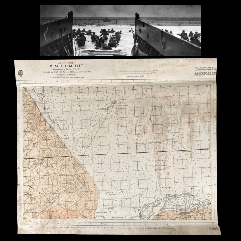 RARE WWII TOP SECRET June 6th 1944 D-Day Utah Beach Amphibious Landing Craft Map RARE WWII TOP SECRET June 6th 1944 D-Day Utah Beach Amphibious Landing Craft Map