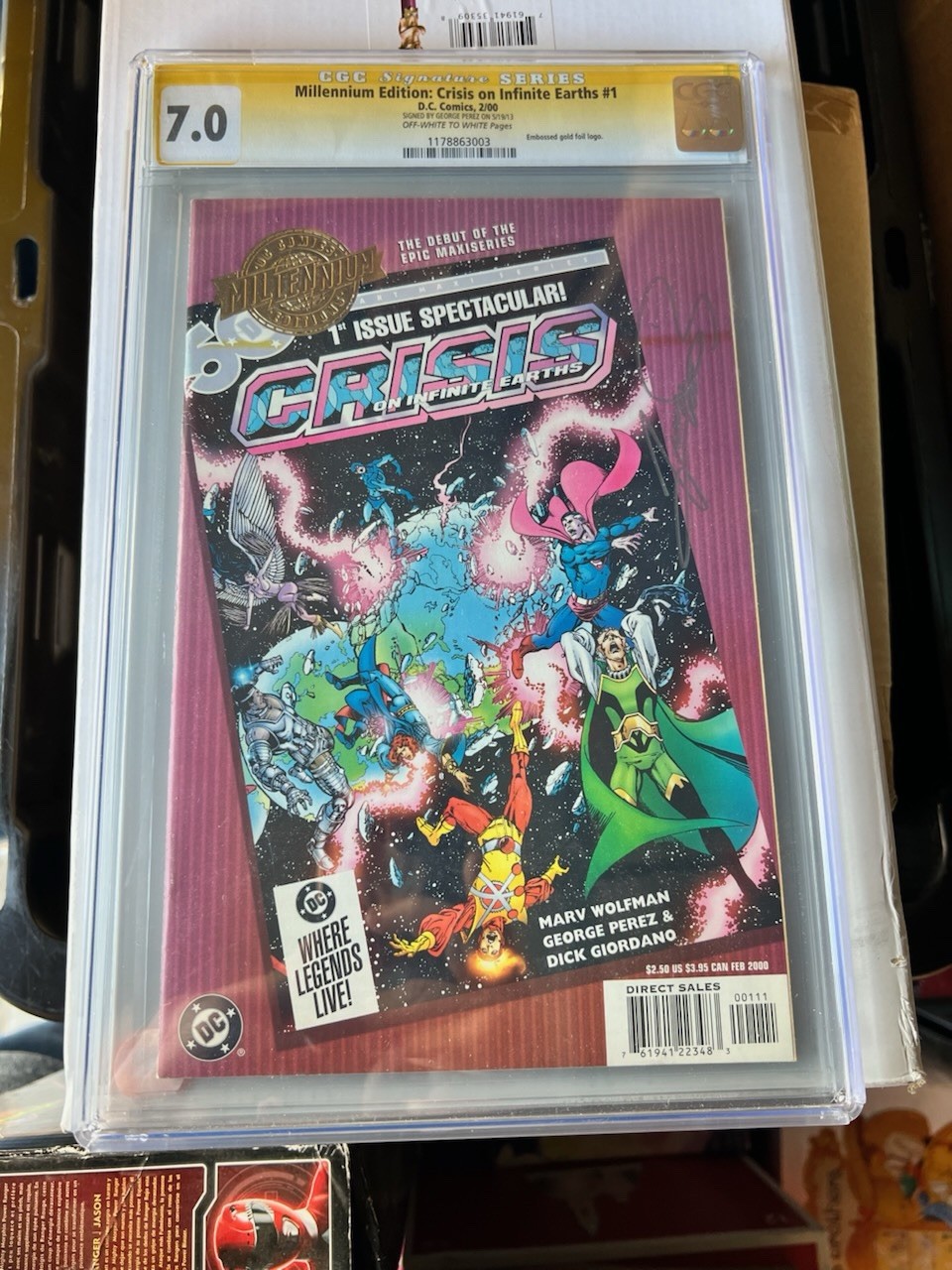 MILLENNIUM EDITION: CRISIS ON INFINITE EARTHS #1 PEREZ ART Chrome Cover CGC 7.0