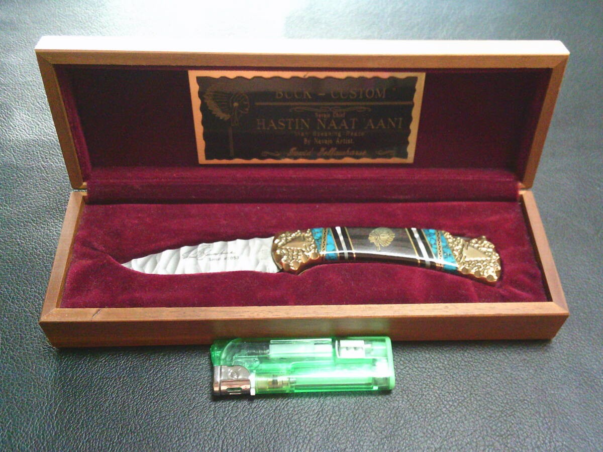 BUCK CUSTOM DAVID YELLOW HORSE Folding Knife w/Serial Number BUCK CUSTOM DAVID YELLOW HORSE Folding Knife w/Serial Number
