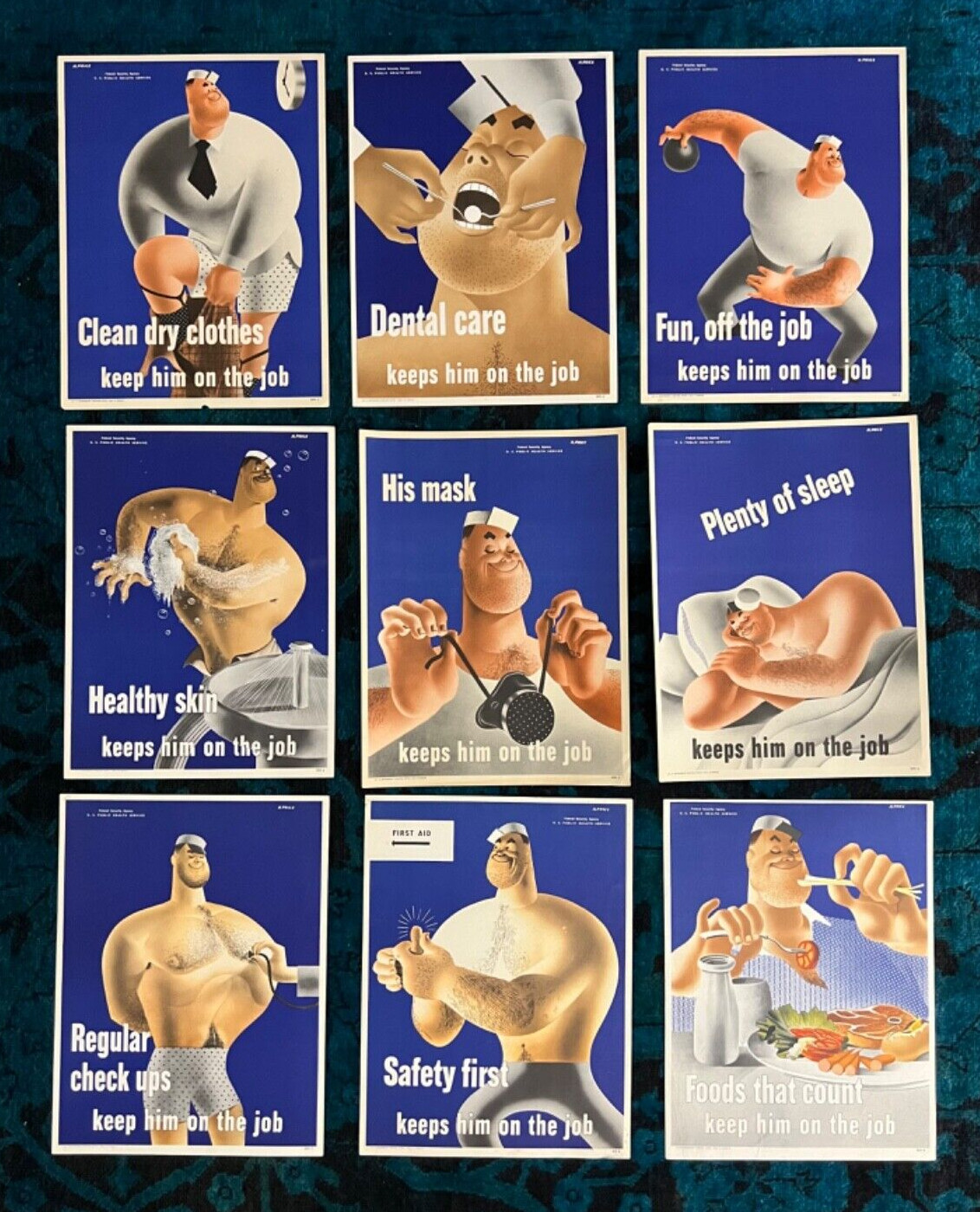 WWII WW2 Original War Poster Keeps Him on the Job Health Safety Home Front Work