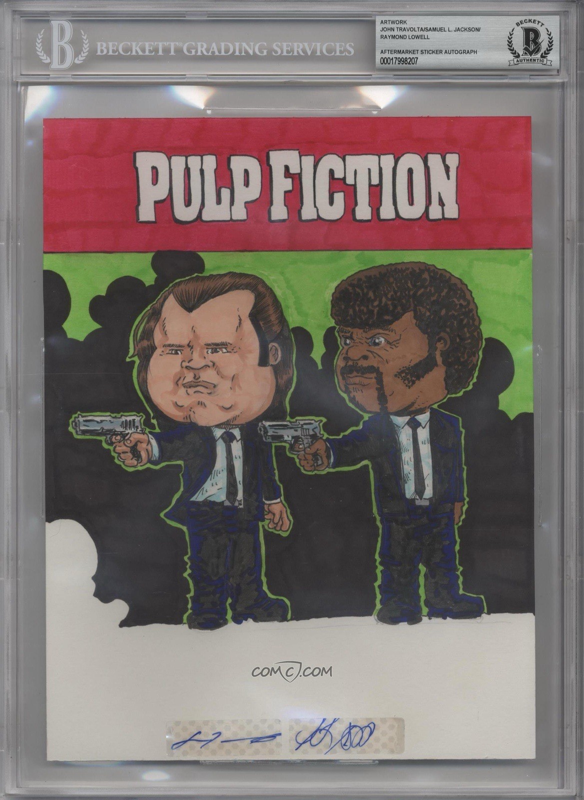 Pulp Fiction John Travolta Samuel Jackson GPK Original Art Signed Auto 1/1 BAS