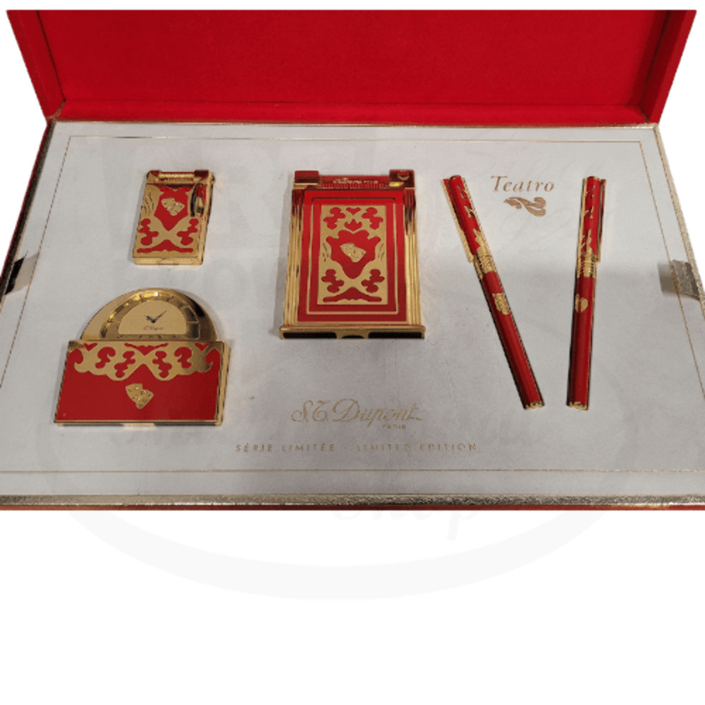 S.T. Dupont Limited Edition Teatro Collectors Red Lacquer and Gold Set