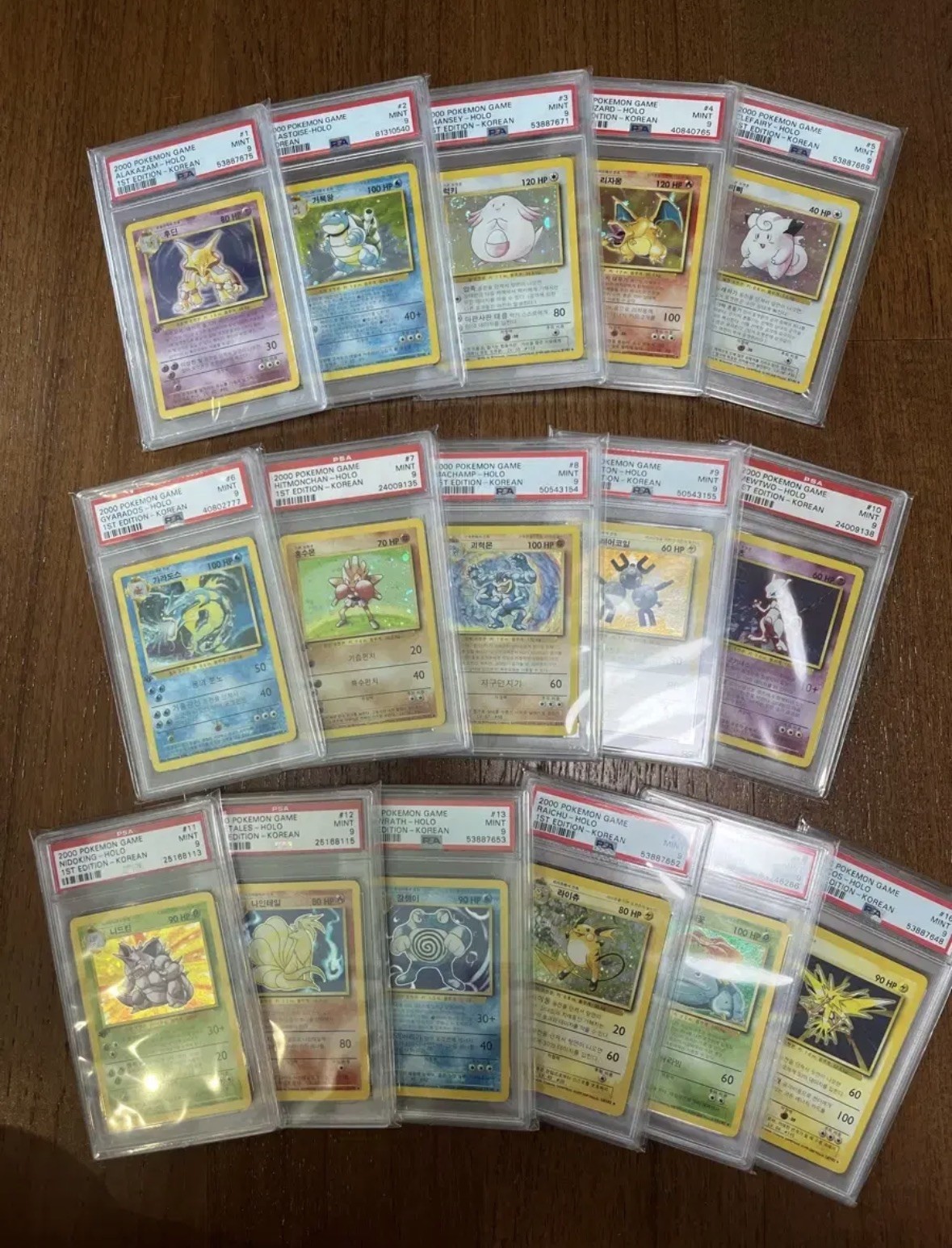 Pokémon: 2000 TCG Korean First Edition Holo Cards (x16, Batch) [PSA Grade 9]
