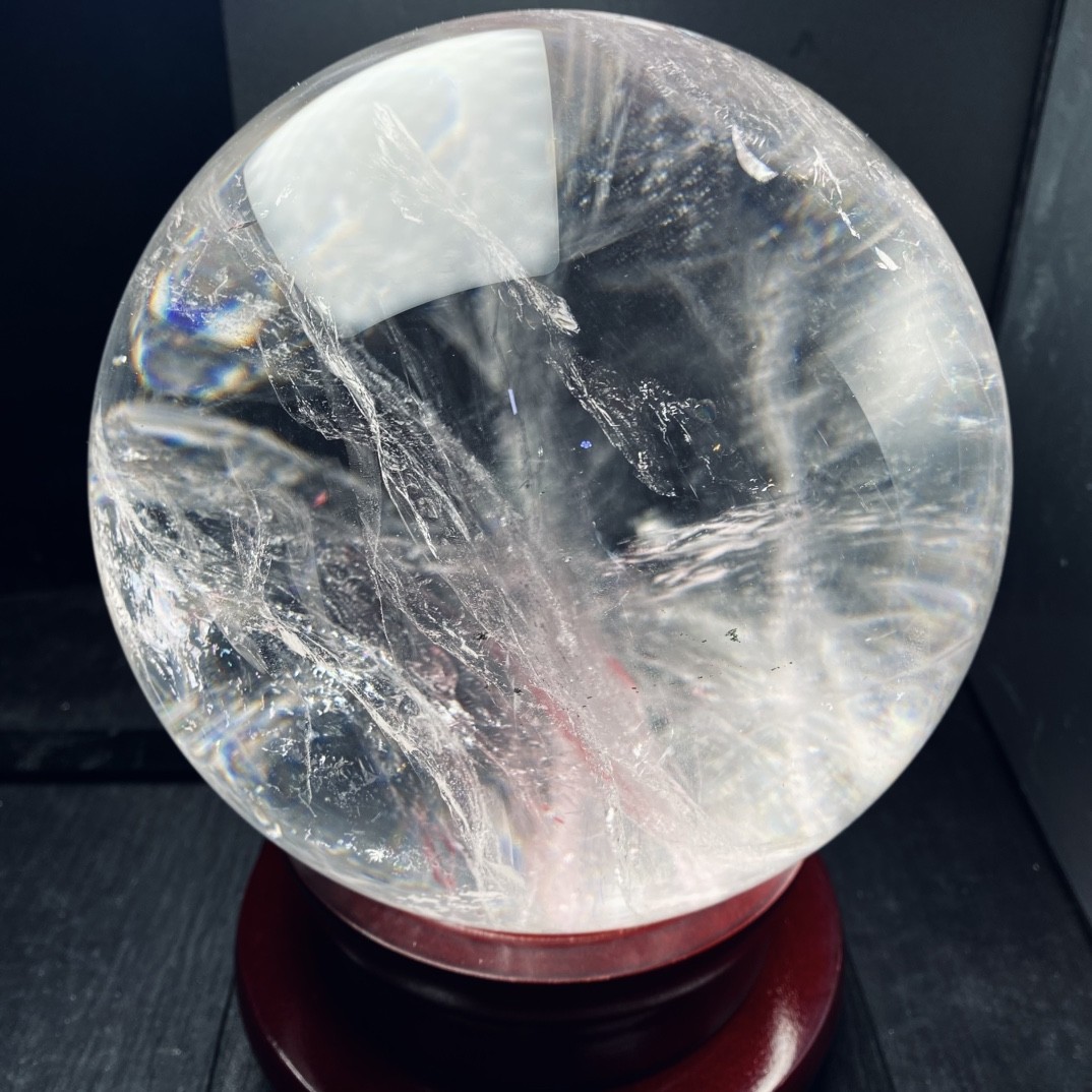Genuine Clear Quartz Crystal Sphere Natural Reiki Healing Ball with Wooden Stand