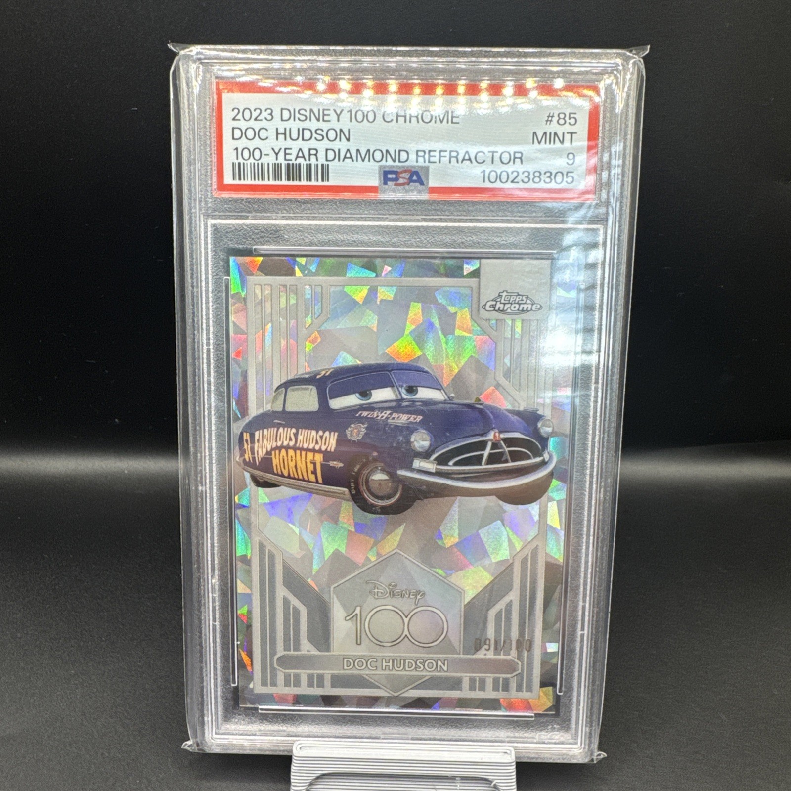 2023 Topps Disney Chrome 100 Doc Hudson #85 Diamond Refractor /100 PSA 9