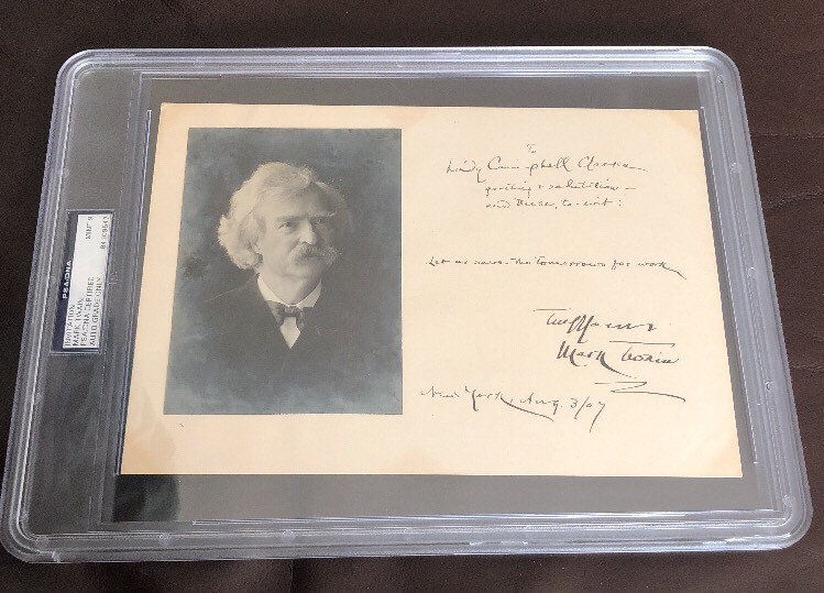 MARK TWAIN INSCRIBED QUOTE PHOTO SIGNED AUTO AUTOGRAPH PSA/DNA SAMUEL CLEMENS🖋