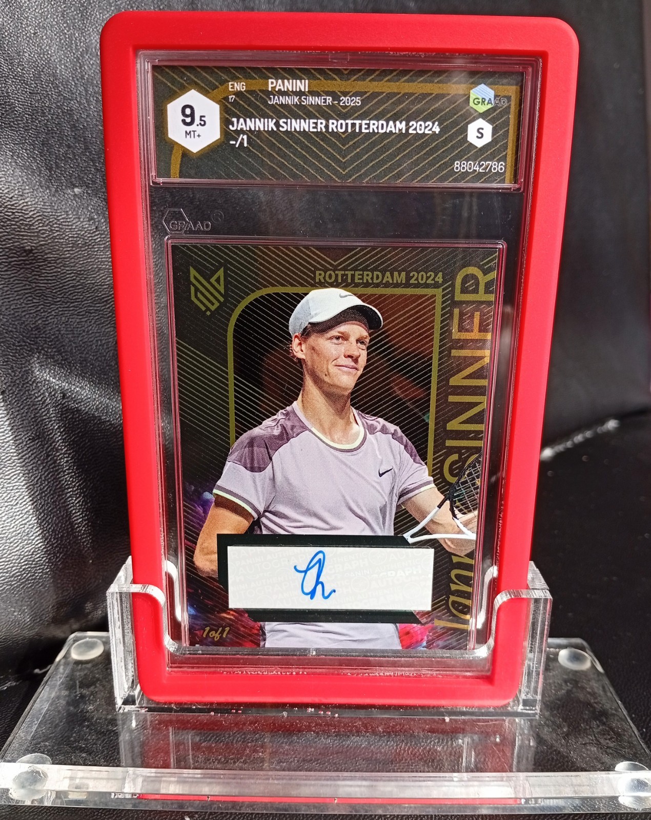 JANNIK SINNER Real 1/1 Panini AUTO Card 2025 Autograph ONE OF 1 Signed GRADE 9.5