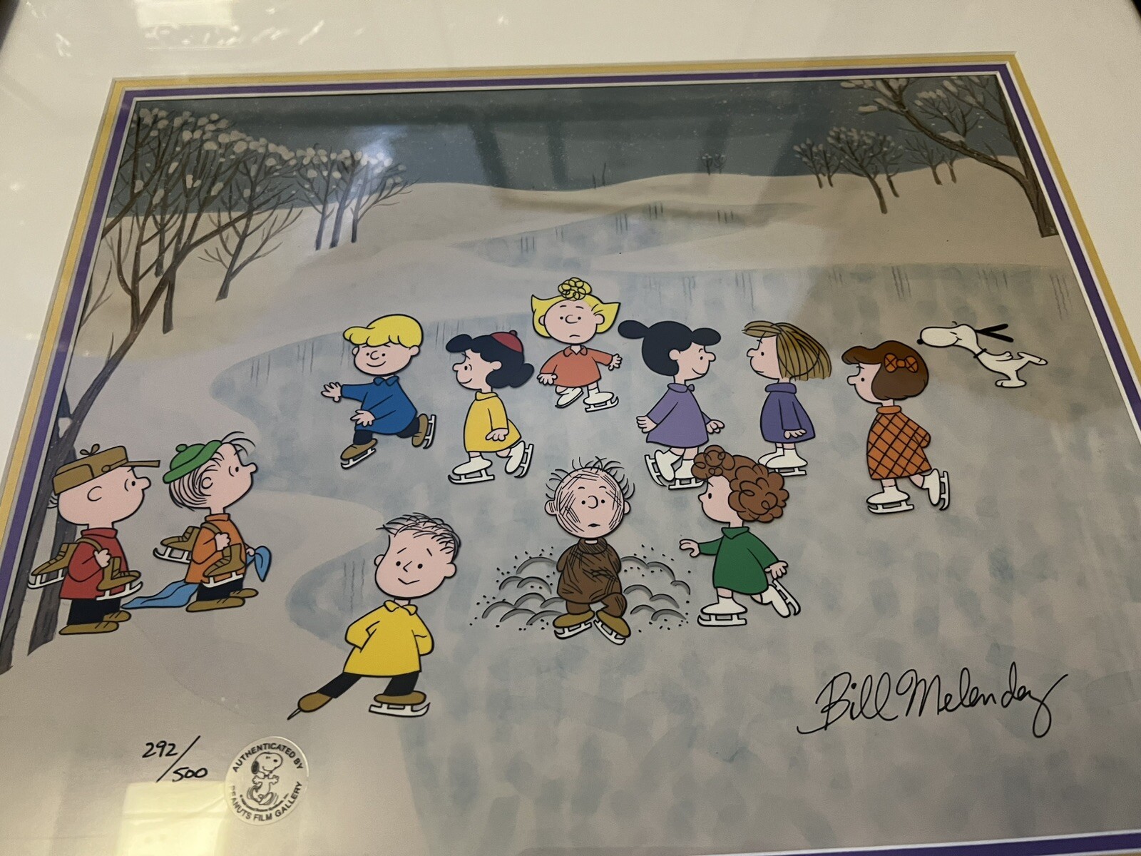 🎄 Charlie Brown Christmas Bill Melendez Signature Peanuts Cel The Great Skate 🎄 Charlie Brown Christmas Bill Melendez Signature Peanuts Cel The Great Skate