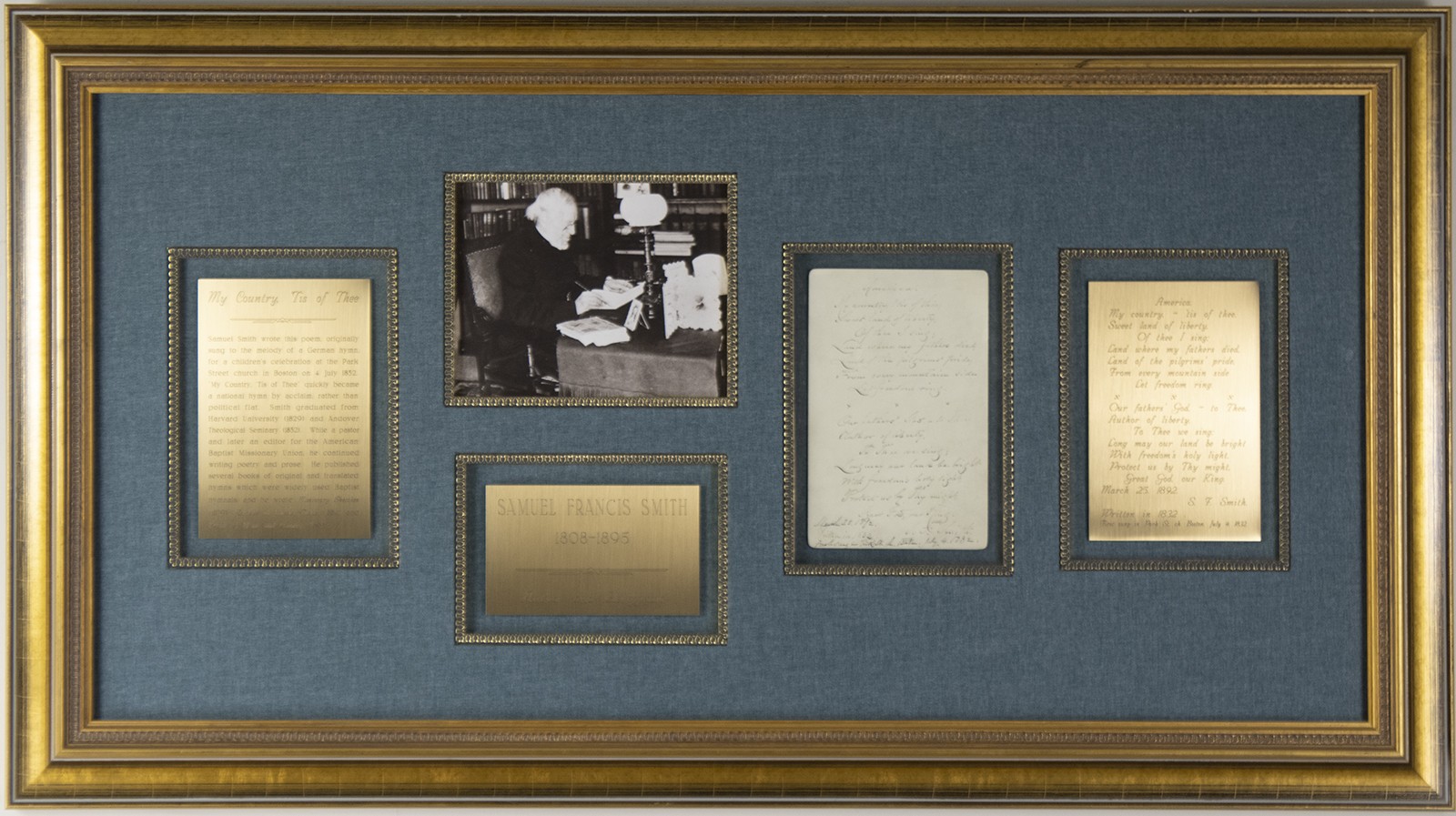 SAMUEL FRANCIS SMITH - AUTOGRAPH POEM SIGNED 03/25/1892