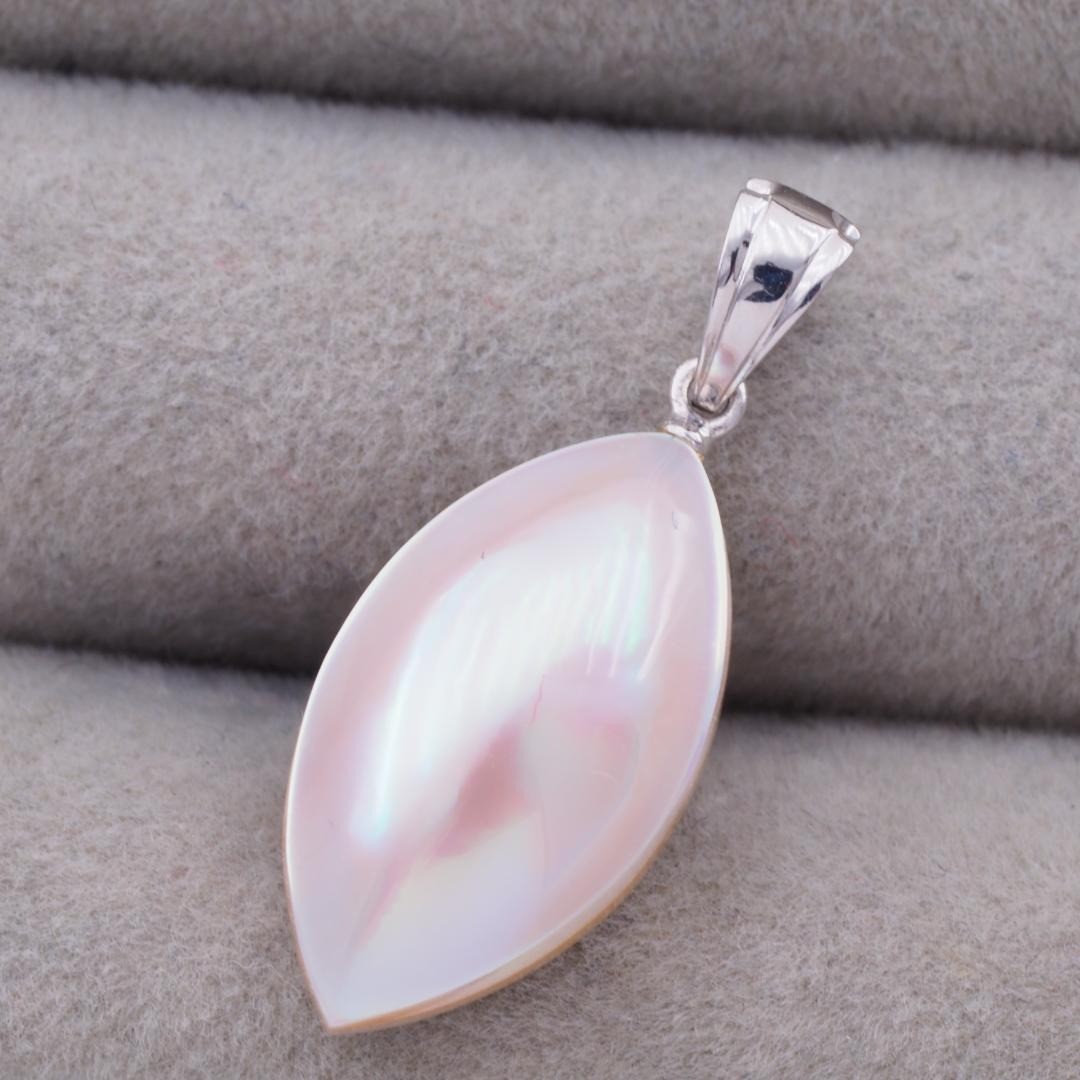 Tasaki Mabe Pearl Pendant 18K WG White Gold 25mm Used Japan