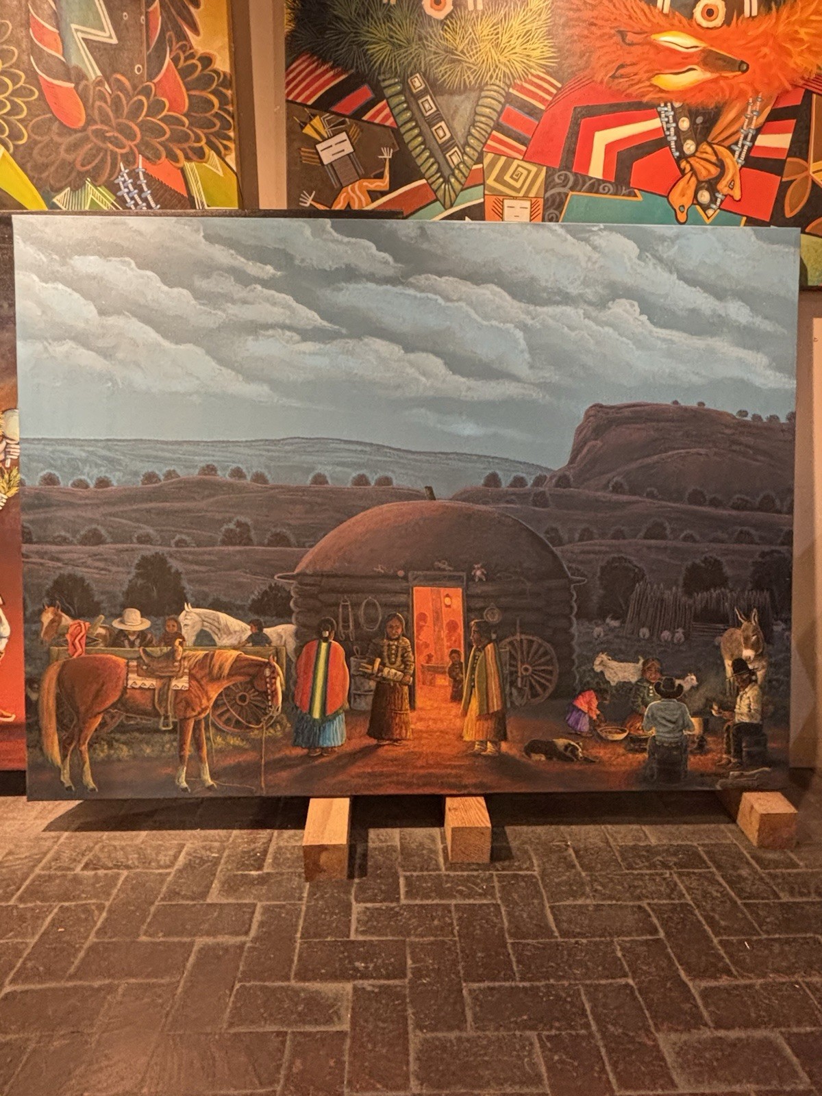 Jackie Black Original Painting Navajo Family The Cool Evening Native Large jb61
