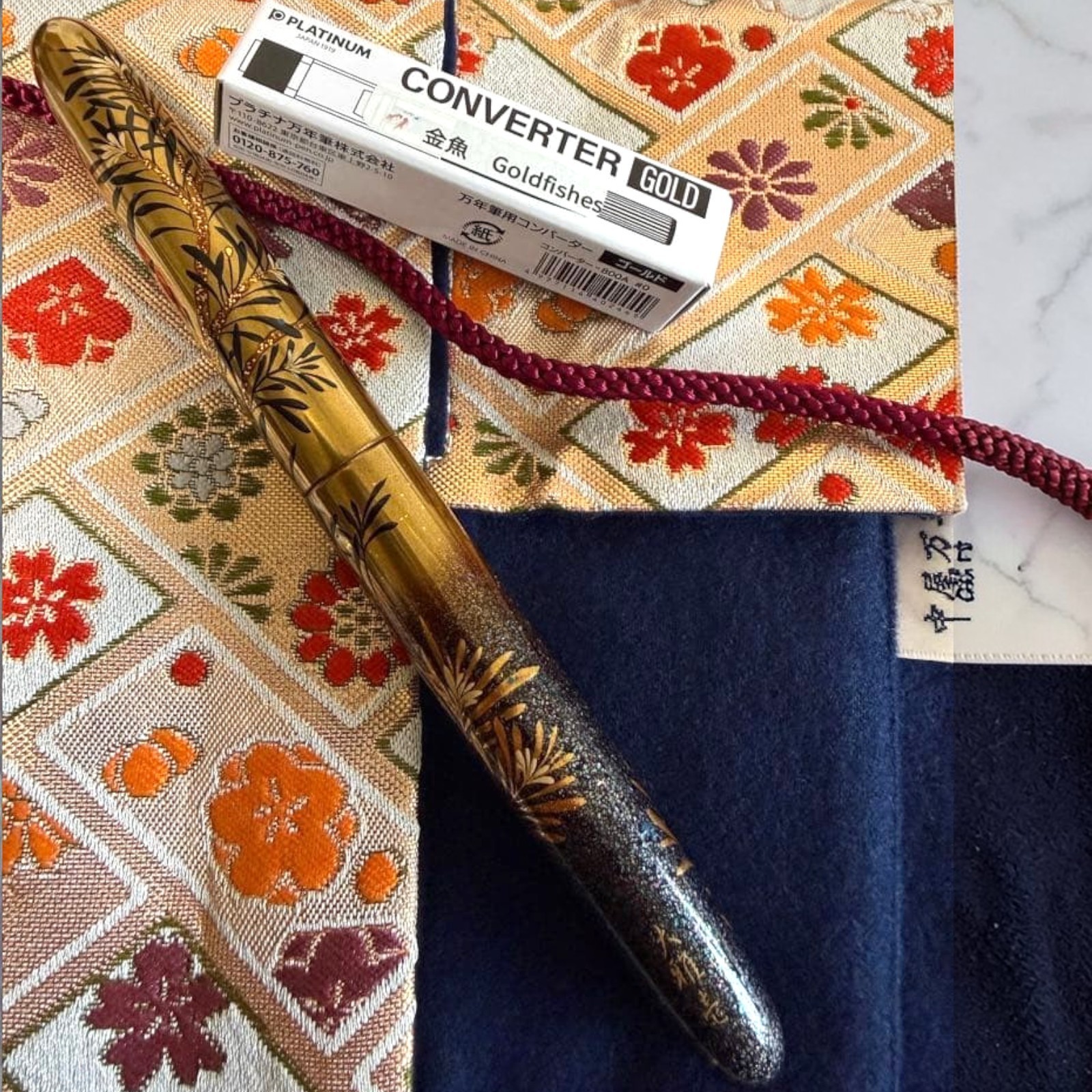 Nakaya Ciger Long Maki-e Raden Fountain Pen Chinese Black Pine Gold B Nib Boxed Nakaya Ciger Long Maki-e Raden Fountain Pen Chinese Black Pine Gold B Nib Boxed