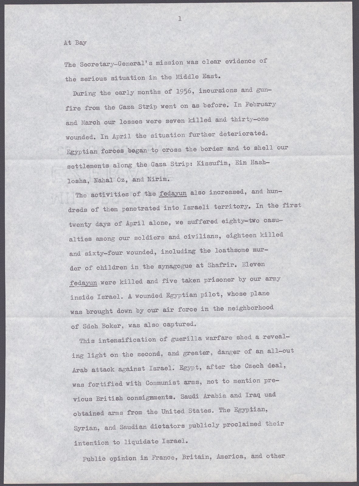 DAVID BEN-GURION (ISRAEL) - TYPESCRIPT SIGNED DAVID BEN-GURION (ISRAEL) - TYPESCRIPT SIGNED