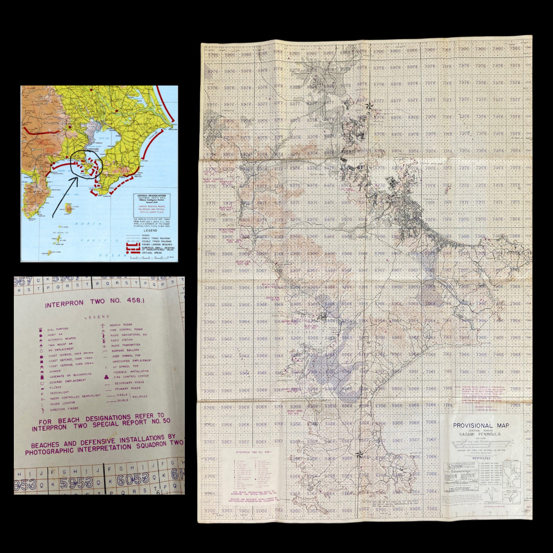 RARE WWII 1945 High Command Operation Coronet Sagami D-Day Beach Landing Map RARE WWII 1945 High Command Operation Coronet Sagami D-Day Beach Landing Map
