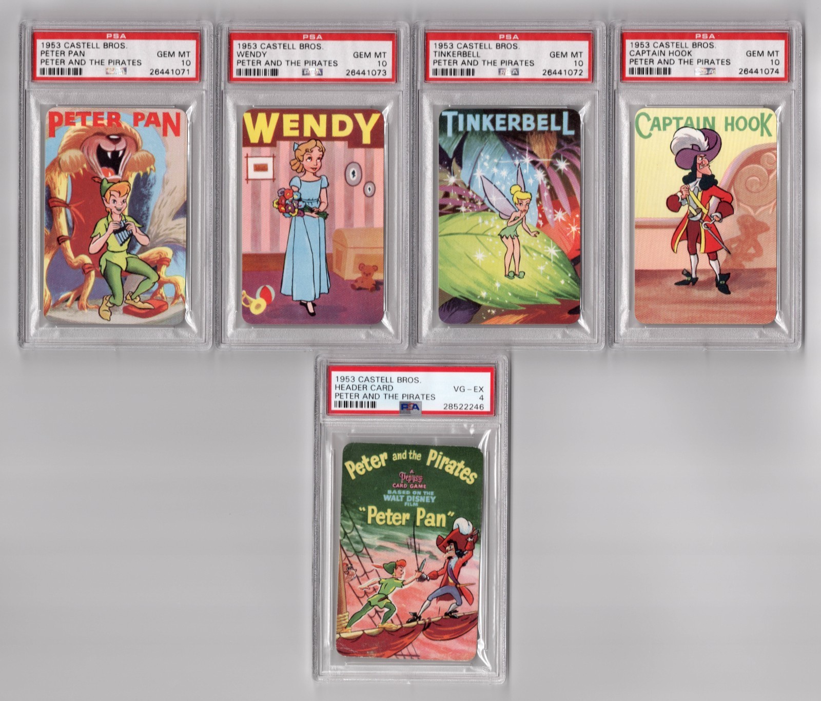 1953 PETER PAN CASTELL SET of 44 Cards Plus HEADER CARD) HIGHEST EVER GRADED 1/1 1953 PETER PAN CASTELL SET of 44 Cards Plus HEADER CARD) HIGHEST EVER GRADED 1/1