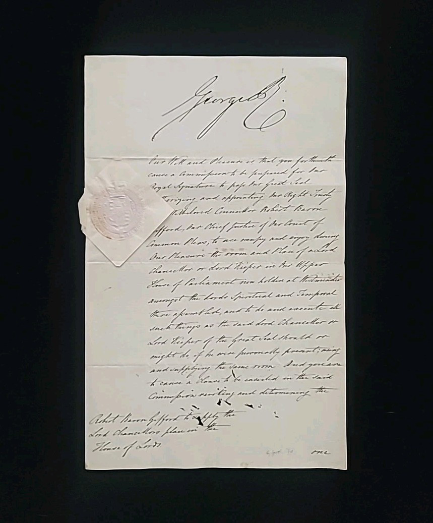 King George IV Signed Royalty Document Lord Chancellor Baron Gifford Robert Peel
