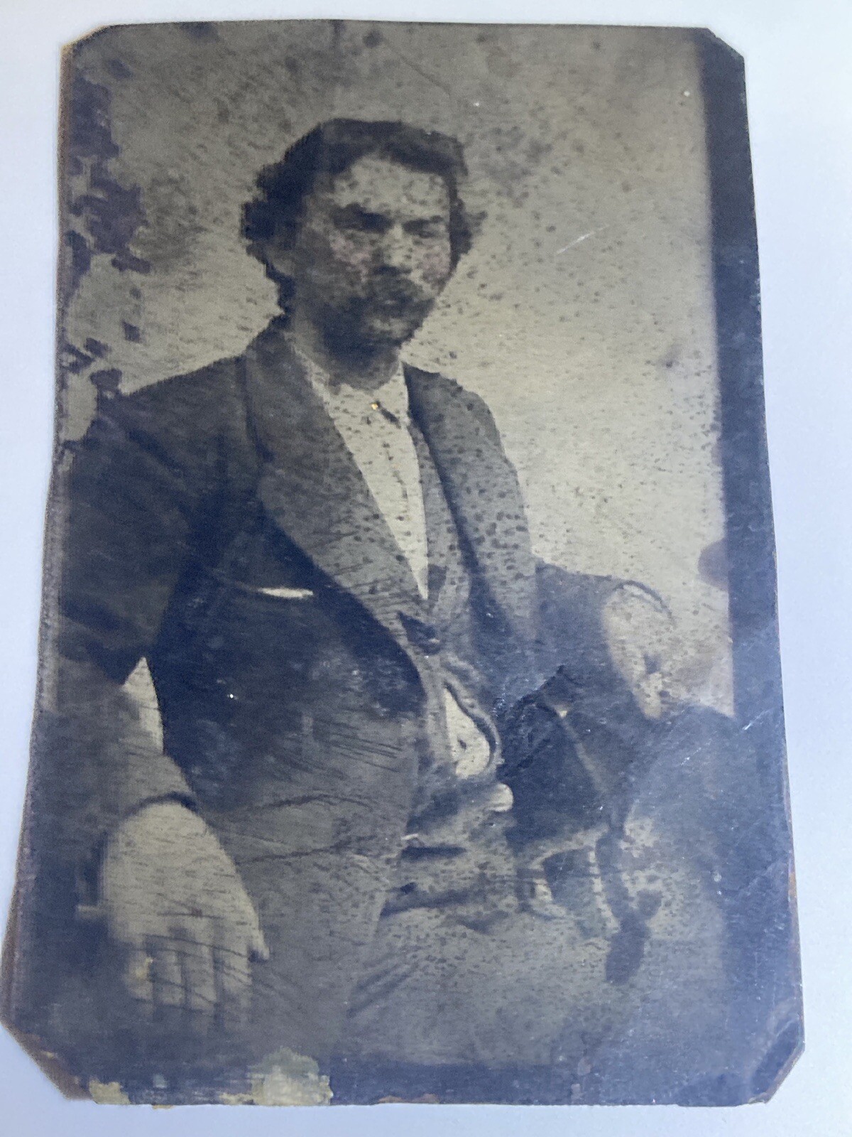Rare Antique Tintype of American Author Samuel Clemens - Mark Twain  