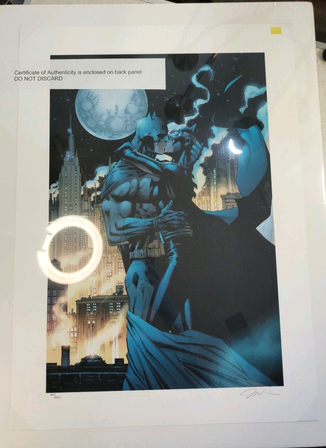 Jim Lee SIGNED Kissing the Knight Batman DC Giclee on Paper Limited Ed of 250