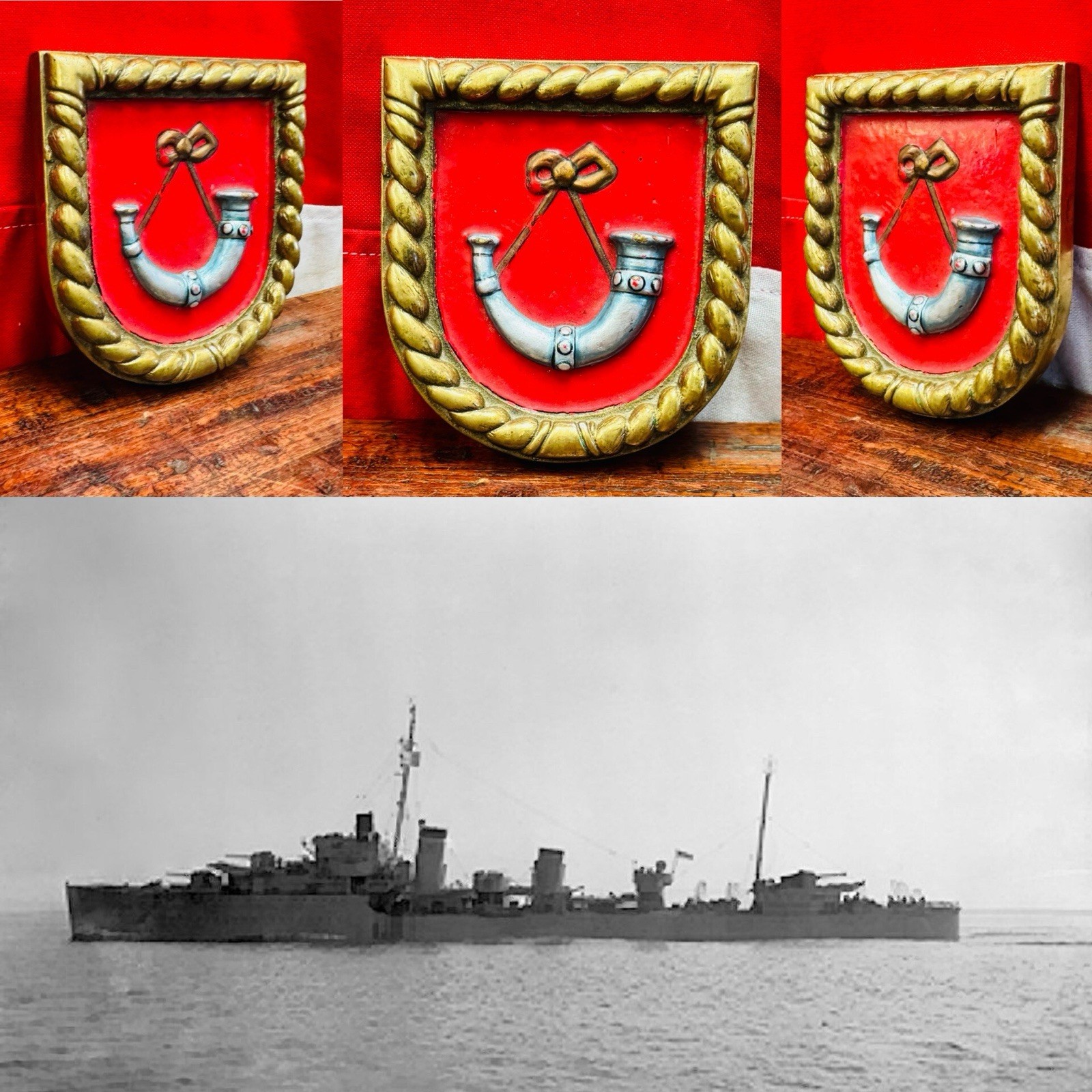 WW2 Royal Navy HMS Duncan Painted Bronze Boat Badge c.1933-45 WW2 Royal Navy HMS Duncan Painted Bronze Boat Badge c.1933-45