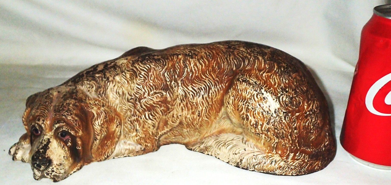 SCARCE ANTIQUE HUBLEY #388 SAINT BERNARD CAST IRON DOG HOME ART STATUE DOORSTOP