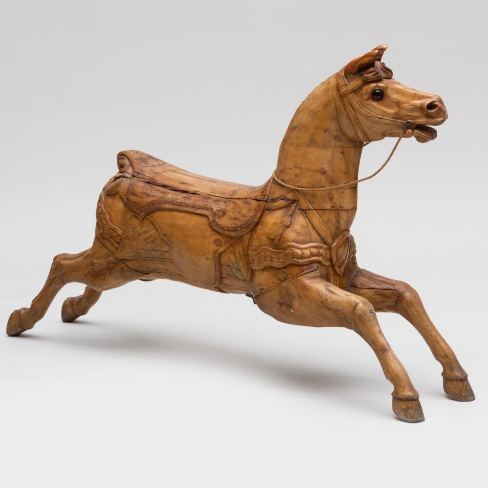 Antique Victorian Carved Pine Carousel Horse
