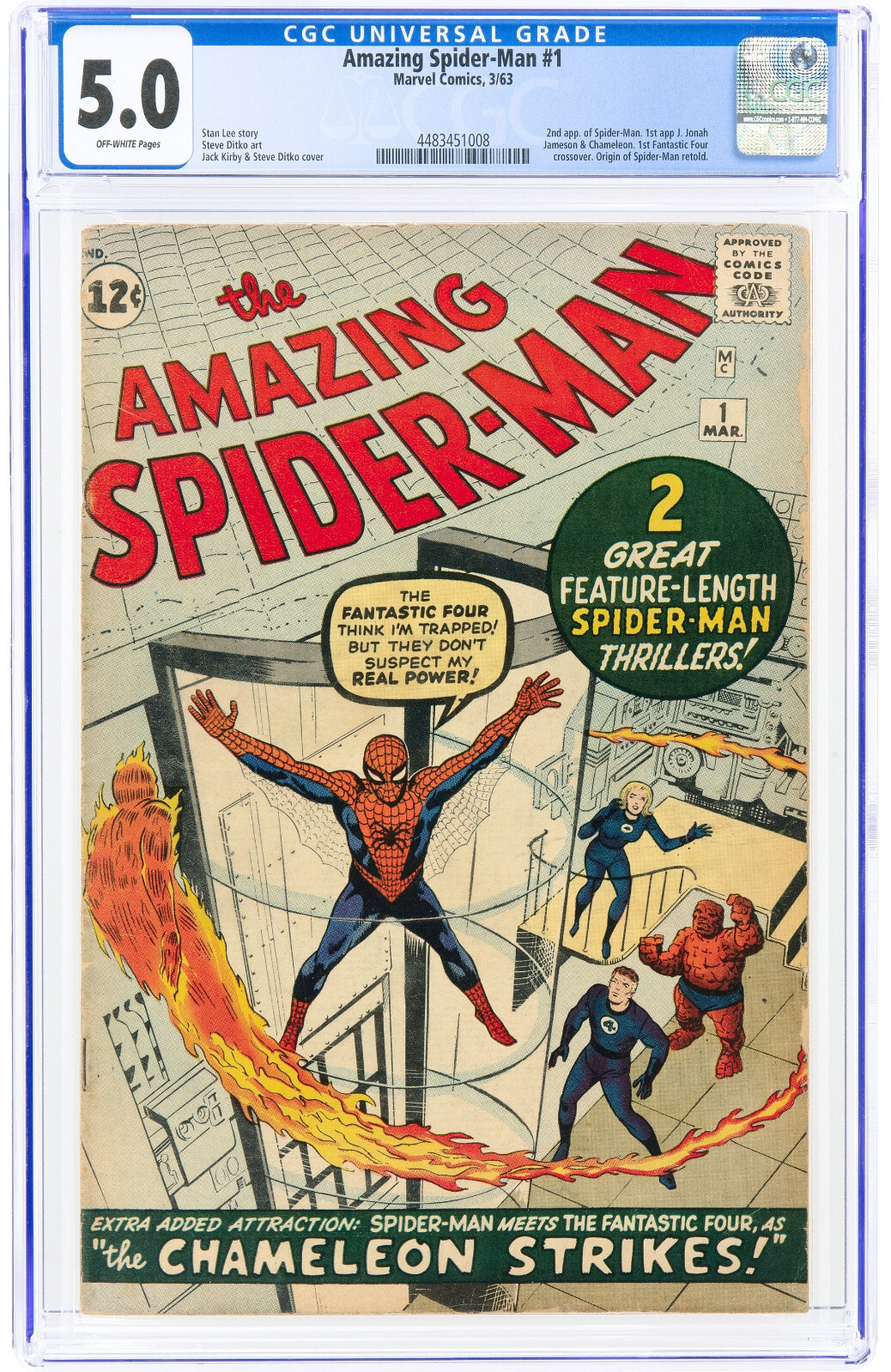 Amazing Spider-Man #1 CGC 5.0 1963 Rare Silver Grail from Fantasy #15 Q12 cm Amazing Spider-Man #1 CGC 5.0 1963 Rare Silver Grail from Fantasy #15 Q12 cm