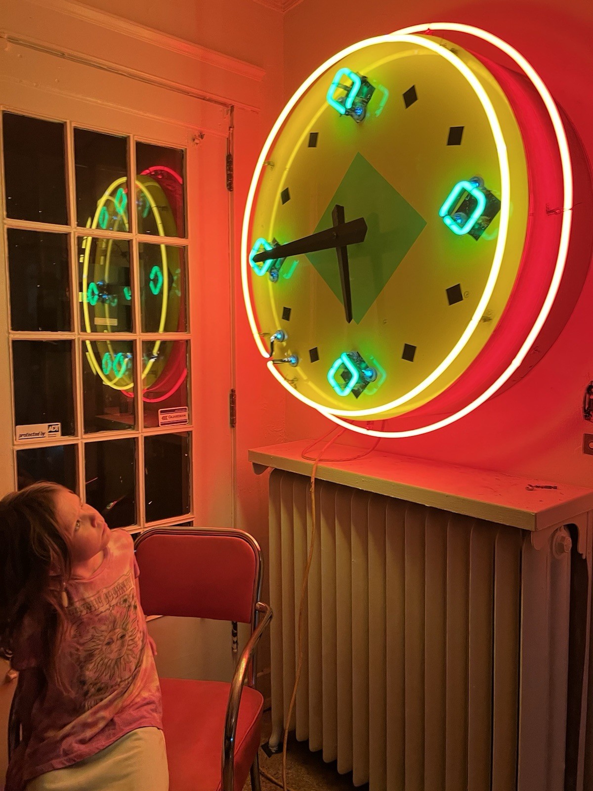 Vintage Neon Clock Movies 8 Theater - All Original - Works And lights Up  42” D