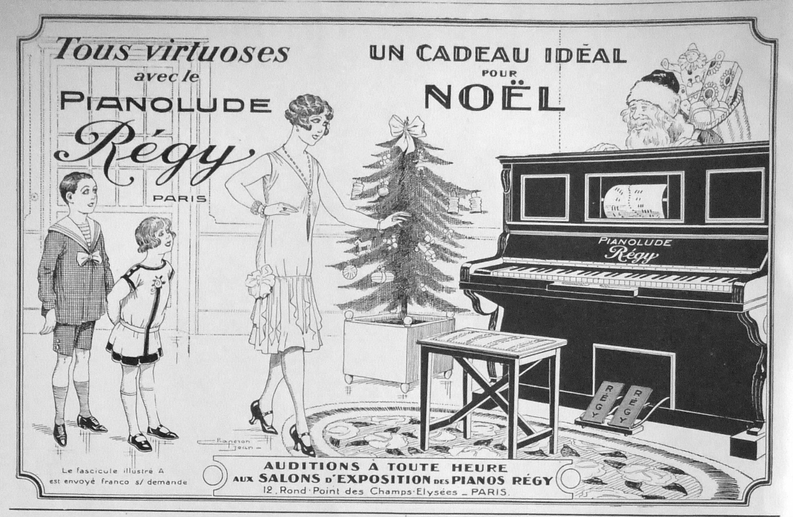 AD PRINT Original 1925 - all virtuosos with the PIANOLUDE RÉGY Christmas gift AD PRINT Original 1925 - all virtuosos with the PIANOLUDE RÉGY Christmas gift