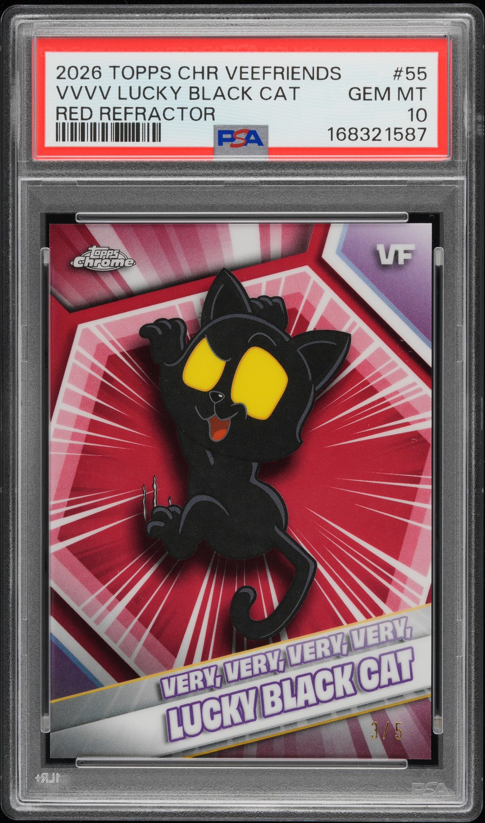 2026 TOPPS CHROME VEEFRIENDS VERY, VERY, VERY, VERY, LUCKY BLACK CAT 3/5 PSA 10