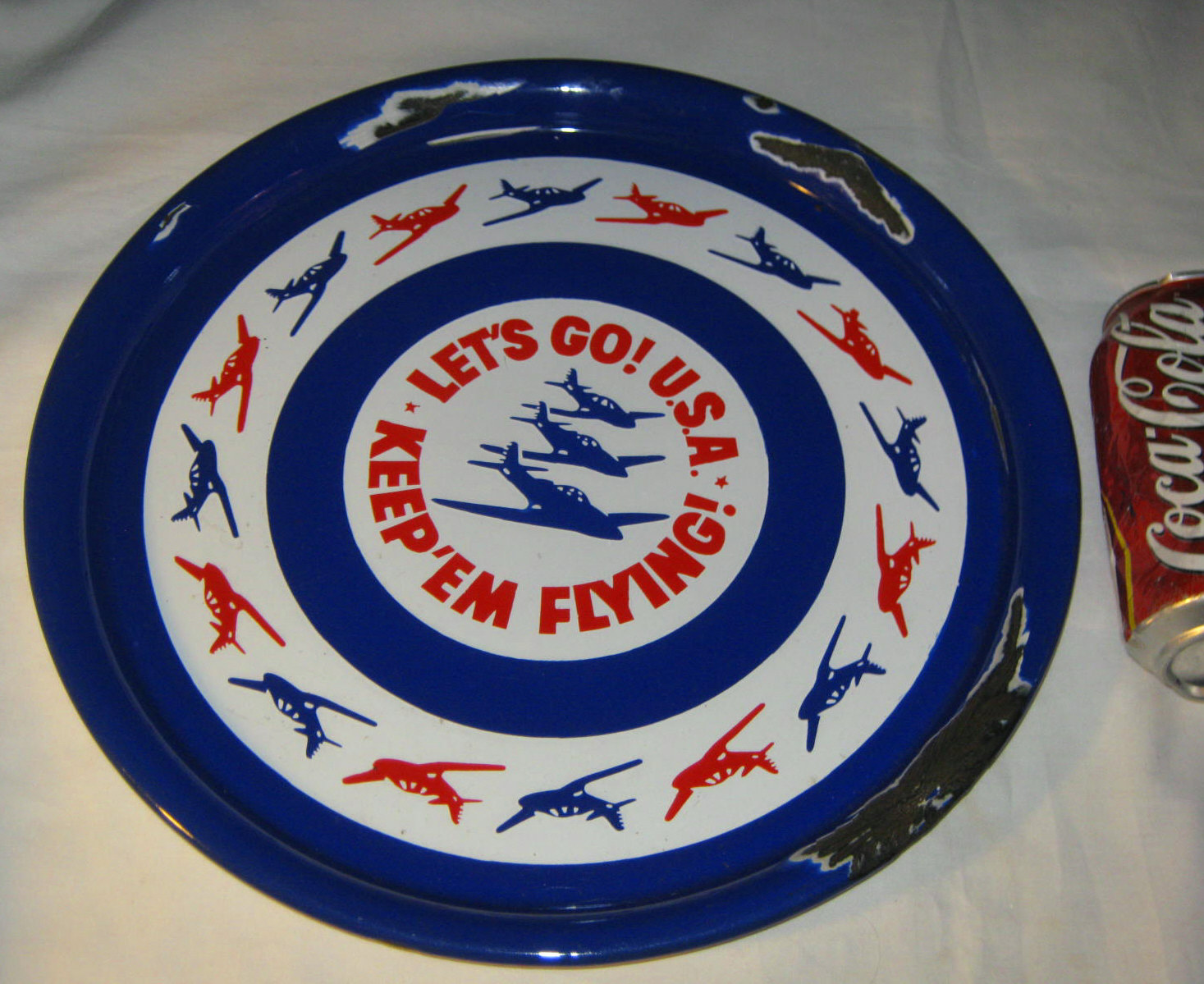 ANTIQUE PATRIOTIC U.S.A. WW II PORCELAIN NAVY FLYER PILOT AIRPLANE WAR TIME TRAY ANTIQUE PATRIOTIC U.S.A. WW II PORCELAIN NAVY FLYER PILOT AIRPLANE WAR TIME TRAY