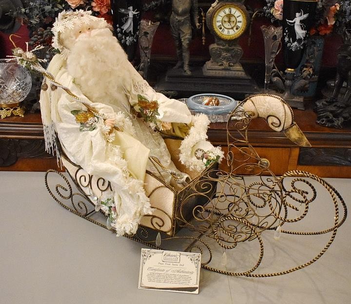 FANTASTIC RARE NOS KATHERINE'S COLLECTION PAPA FROST SANTA WITH GILDED SLEIGH #1 FANTASTIC RARE NOS KATHERINE'S COLLECTION PAPA FROST SANTA WITH GILDED SLEIGH #1