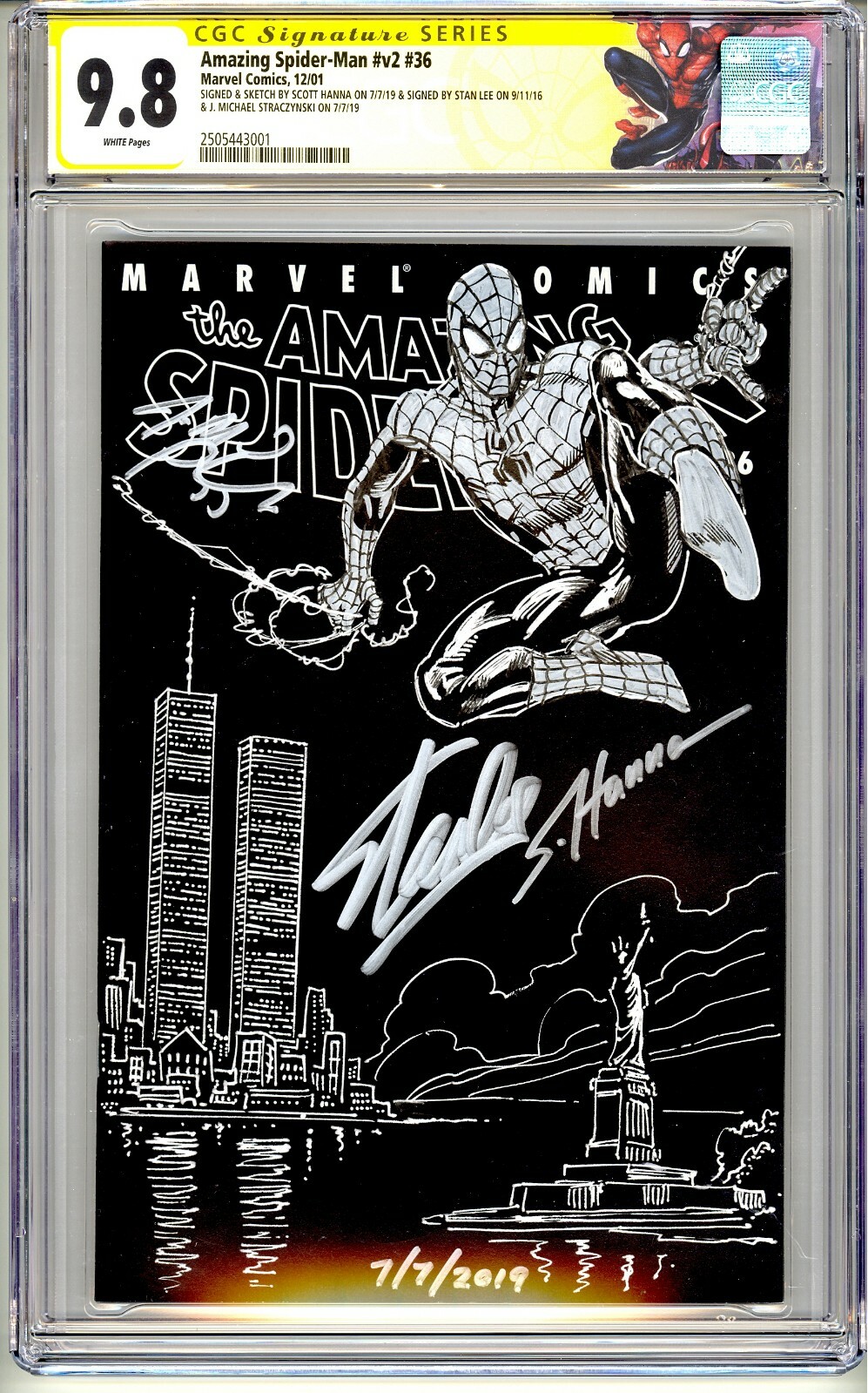 💥AMAZING SPIDER-MAN V2 #36 CGC SS9.8 STAN LEE-HANNA-STRACZYNSKI 9/11 TRIBUTE💥