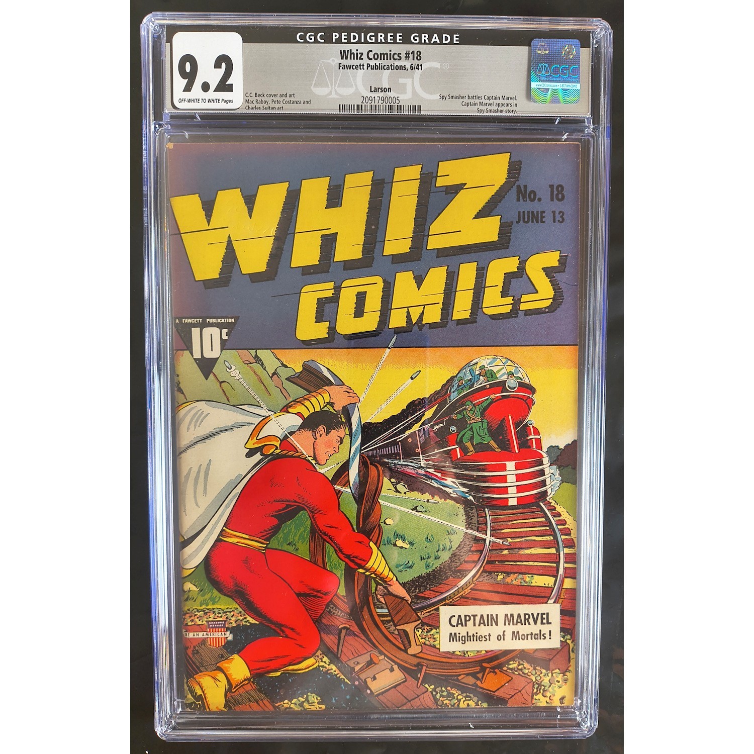 Whiz Comics 18 (TOP GRADE) CGC 9.2  Fawcett (1941) LARSON PEDIGREE Beautiful