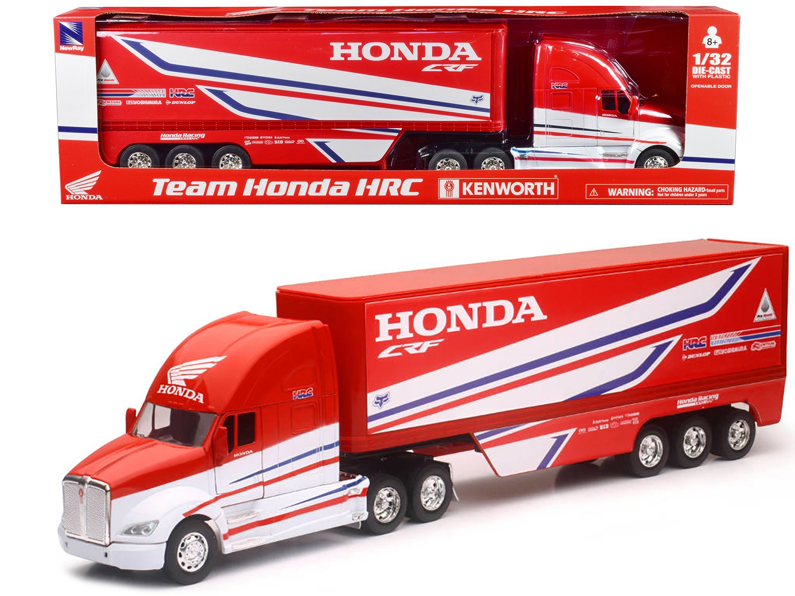 Kenworth Semi-Truck Red White Team Honda HRC 1/32 Kenworth Semi-Truck Red White Team Honda HRC 1/32
