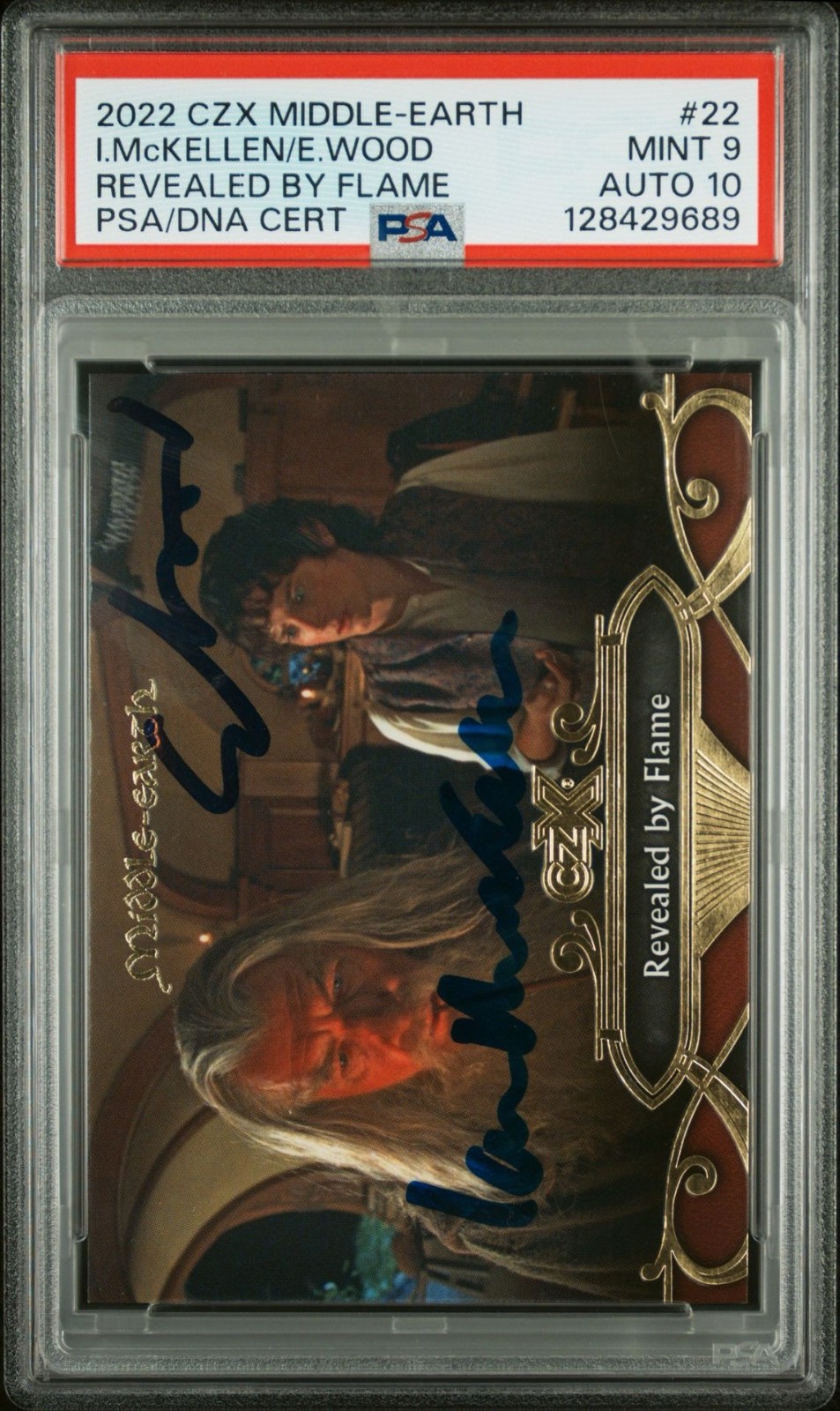 Ian McKellen/E. Wood Signed 22' CZX Middle-Earth Revealed By Flame #22 PSA 9/10 Ian McKellen/E. Wood Signed 22' CZX Middle-Earth Revealed By Flame #22 PSA 9/10