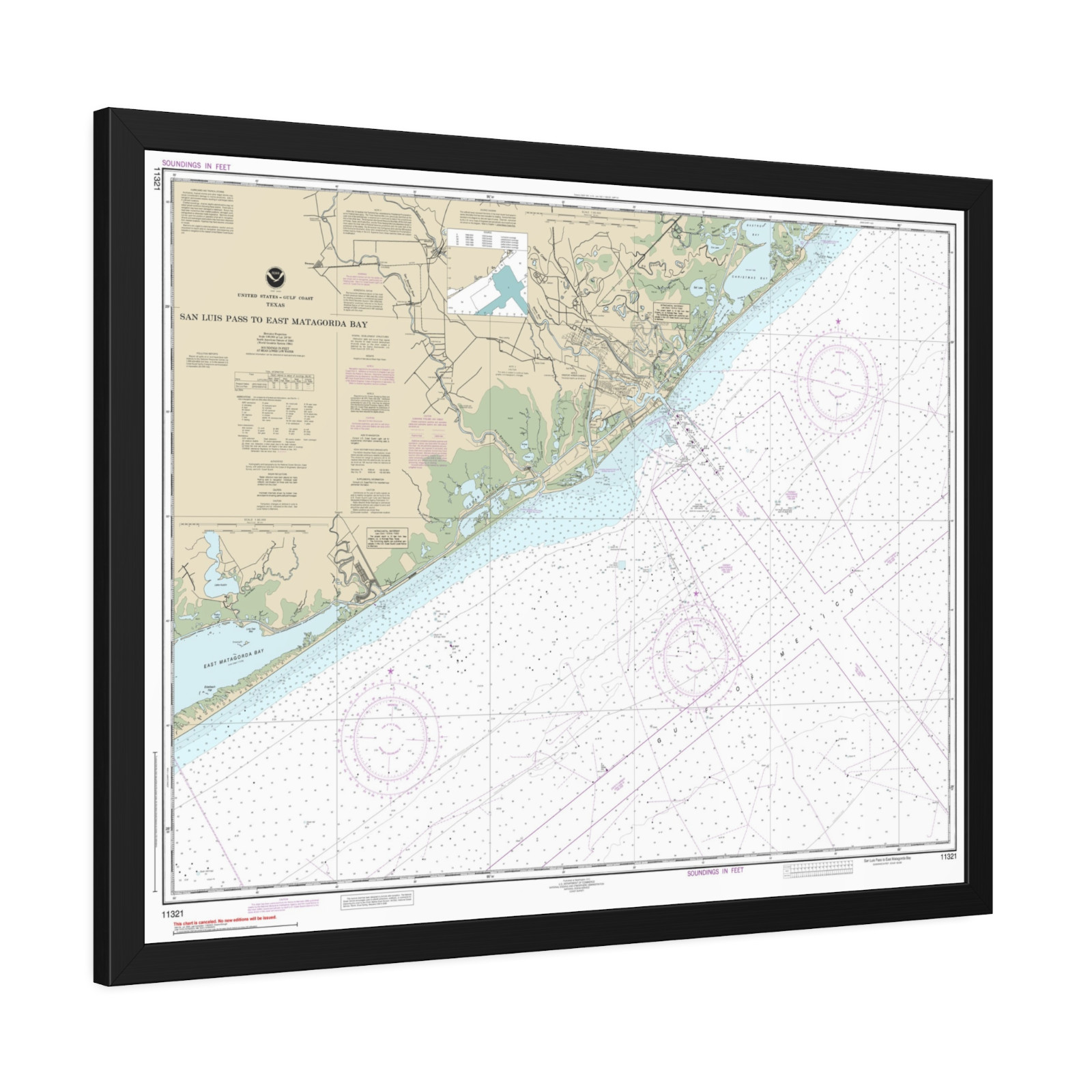 Freeport & Cedar Lakes Texas Nautical Chart Sailing Map Framed Poster 32x24 Freeport & Cedar Lakes Texas Nautical Chart Sailing Map Framed Poster 32x24