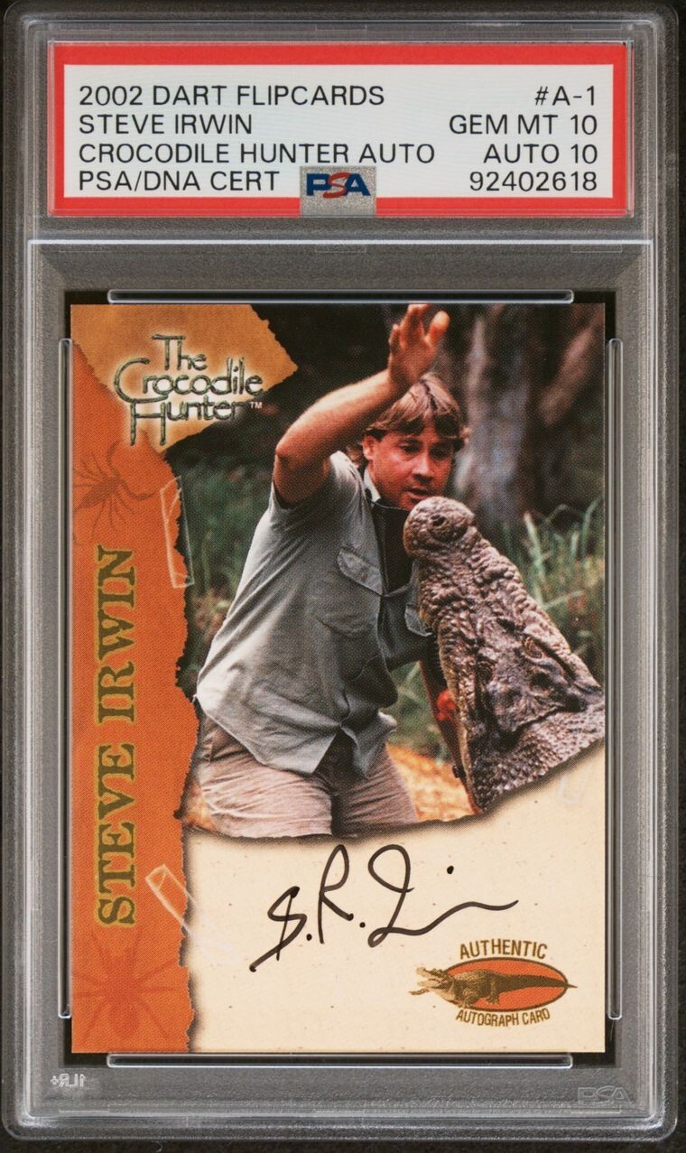 Pop 1 PSA 10 10 2002 Dart Flipcards Steve Irwin Auto Autograph Crocodile Hunter