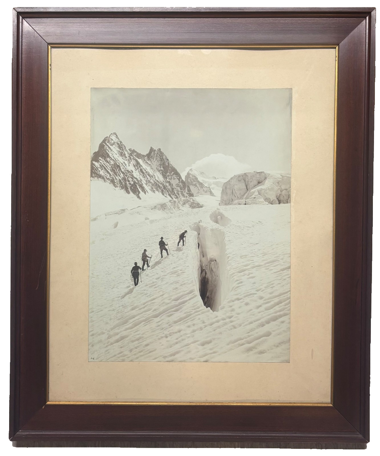 Original 1888 VITTORIO SELLA 'Crevasse on Glacier Blanc' Gelatin Silver PHOTO