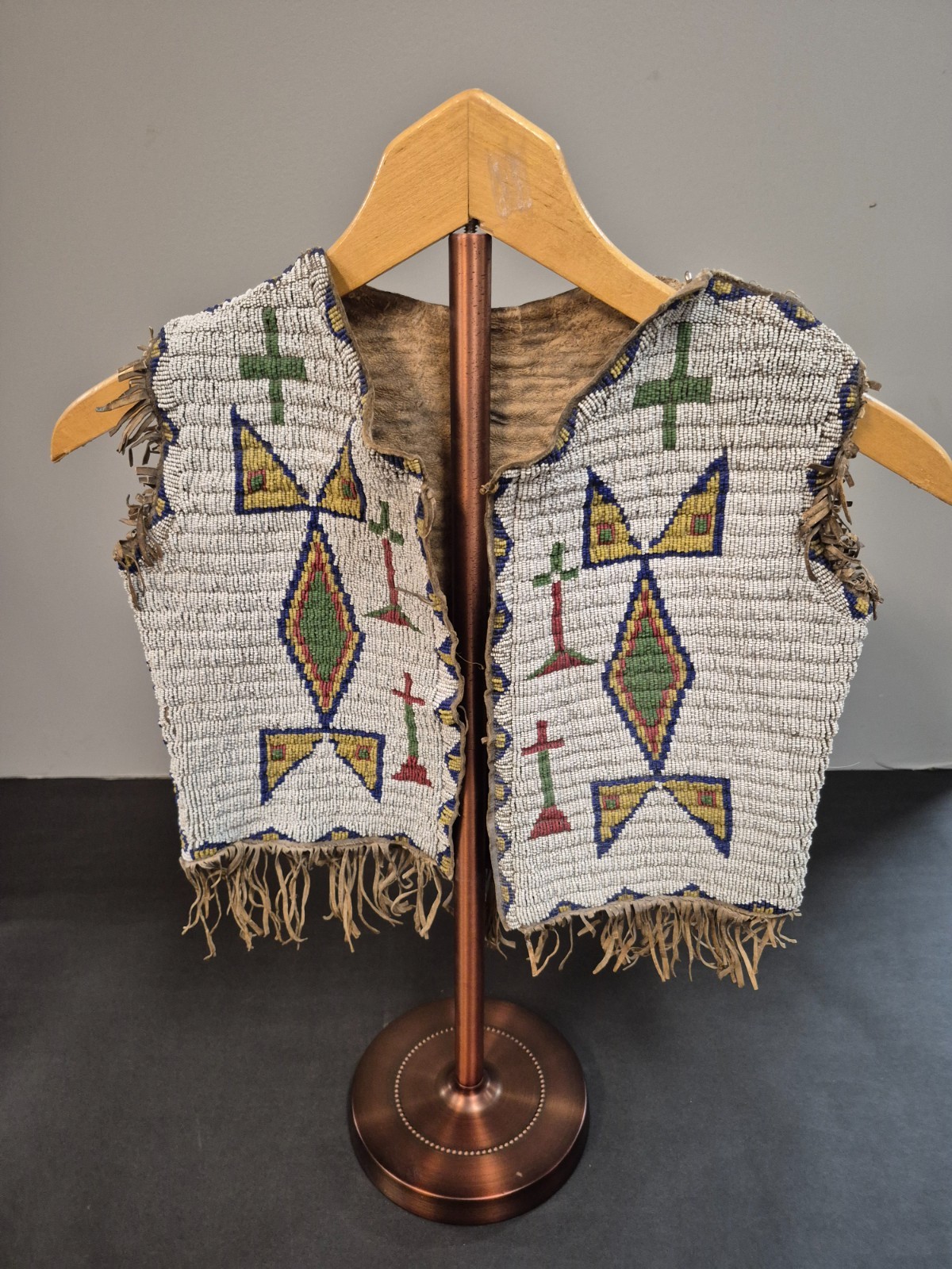 Sioux Child's Beaded Hide Vest with American Flags