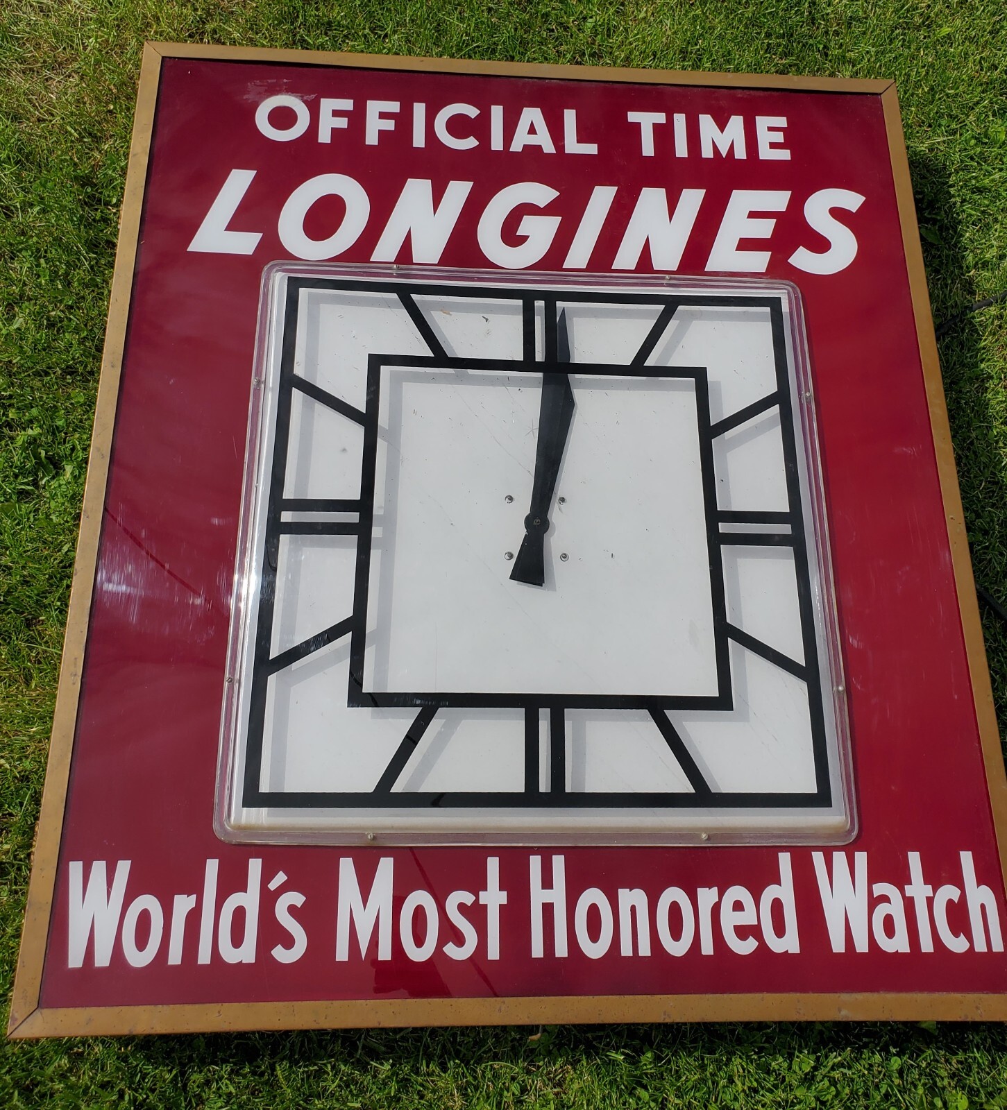 Vintage RARE Longines Watches Advertising 48x42 Clock Store Trade Jeweler Sign Vintage RARE Longines Watches Advertising 48x42 Clock Store Trade Jeweler Sign