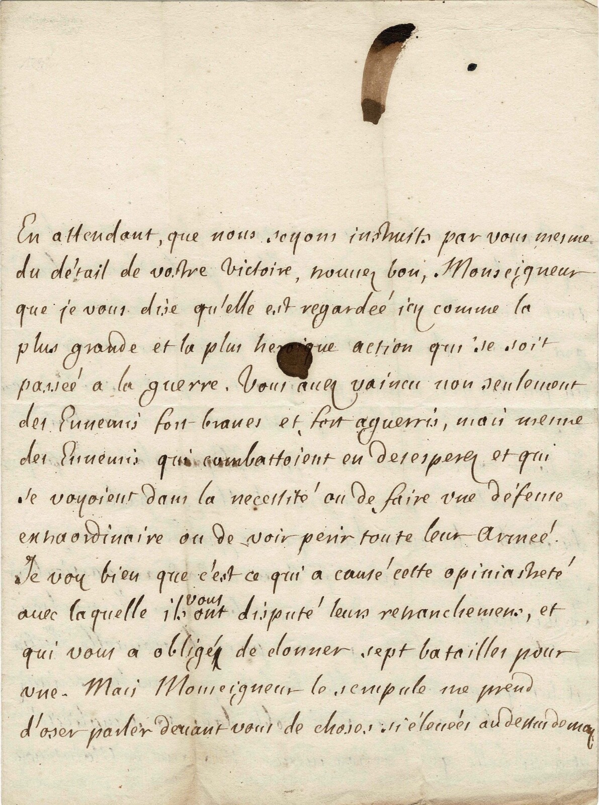 Rare and precious letter from Jean RACINE to Marshal of Luxembourg. 1693 Rare and precious letter from Jean RACINE to Marshal of Luxembourg. 1693