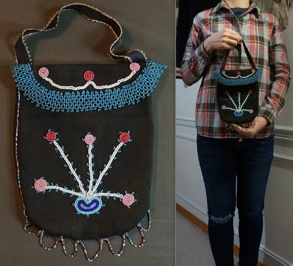 Early 1900 Native American Plains Crow Flathead Contour Beaded Bag Early 1900 Native American Plains Crow Flathead Contour Beaded Bag