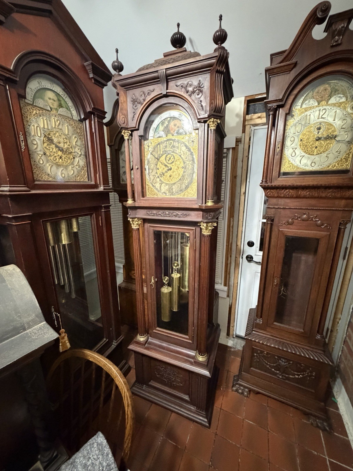 Antique Monumental Elliot 9 Tube Grandfather Clock With Rare Chime Rods
