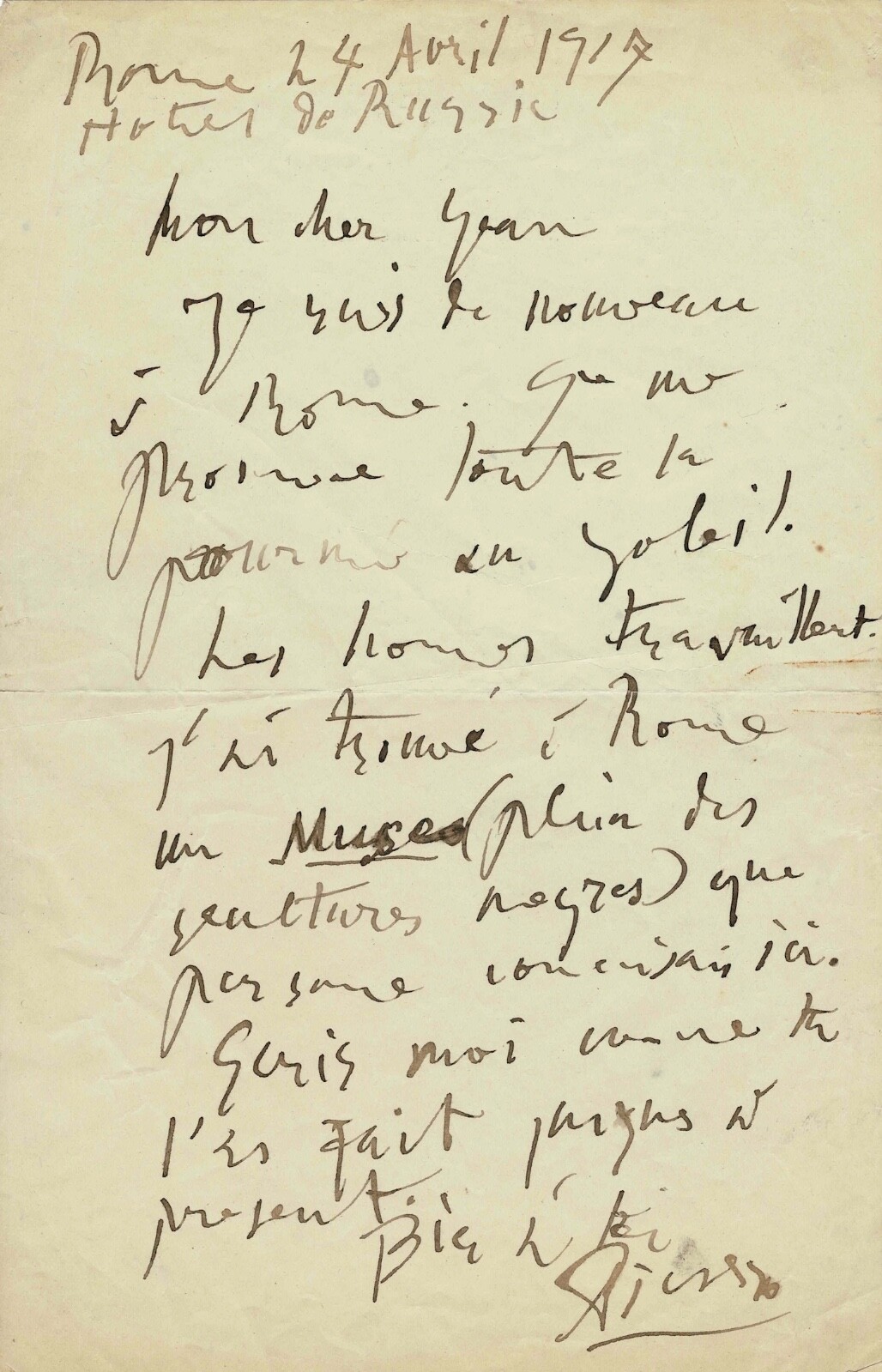 Pablo PICASSO - Signed autograph letter to Jean COCTEAU. Exceptional document