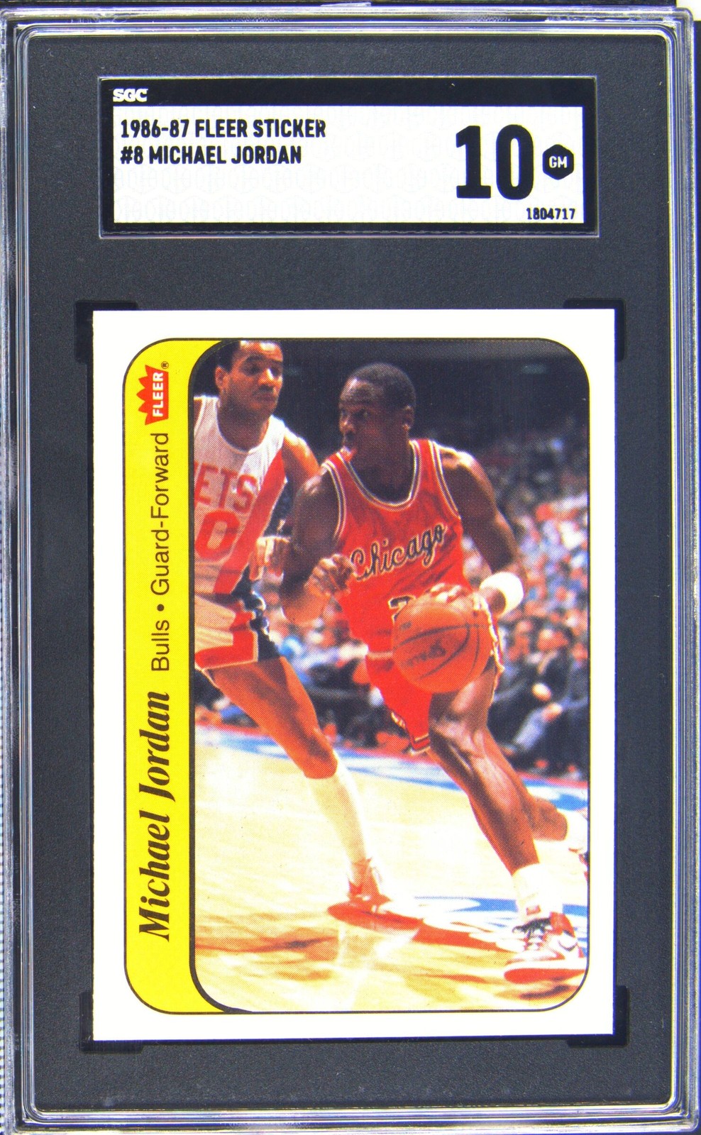 1986 1986 FLEER STICKER MICHAEL JORDAN SGC 10 1986 1986 FLEER STICKER MICHAEL JORDAN SGC 10